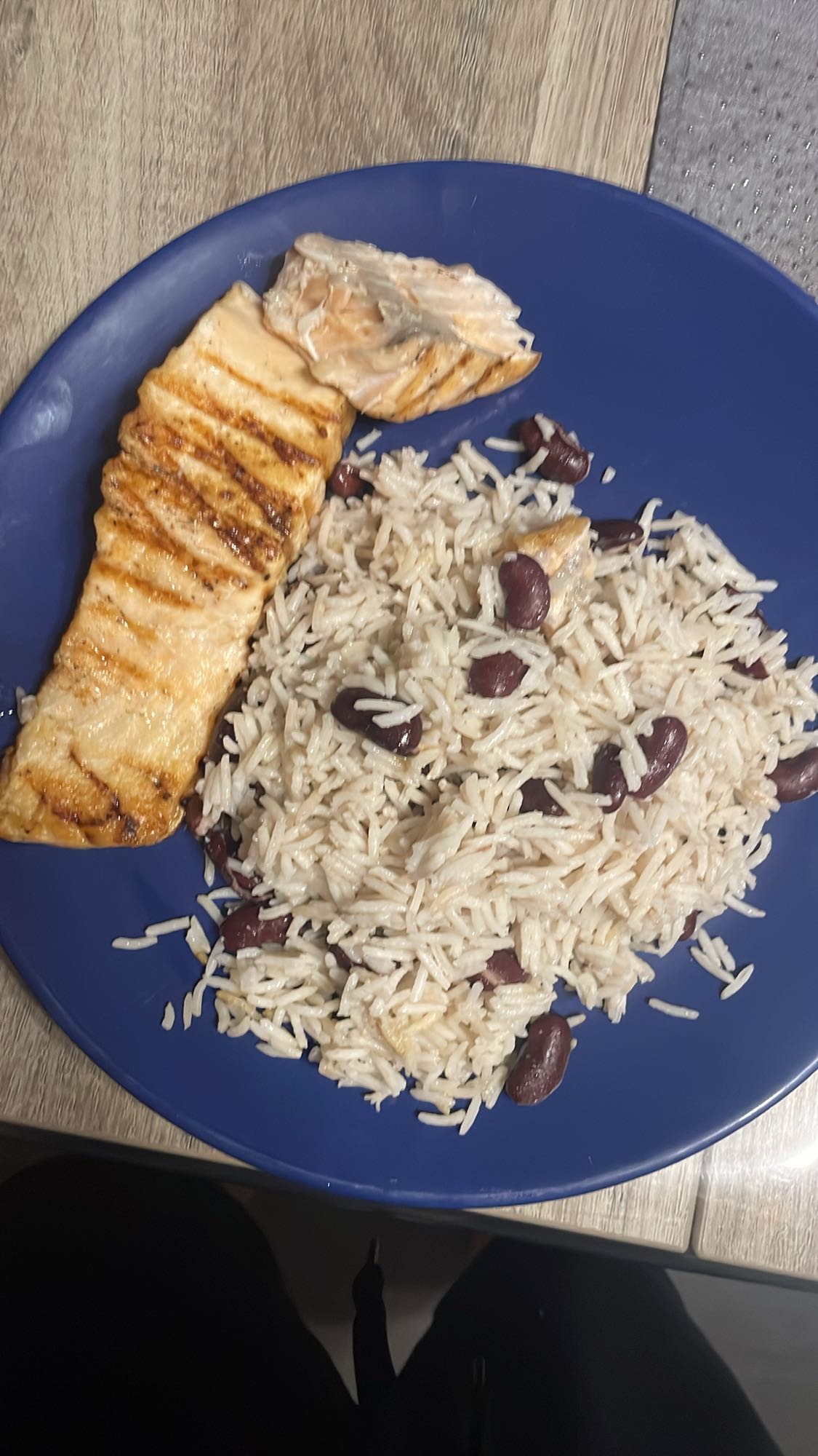 Saumon et riz aux haricots