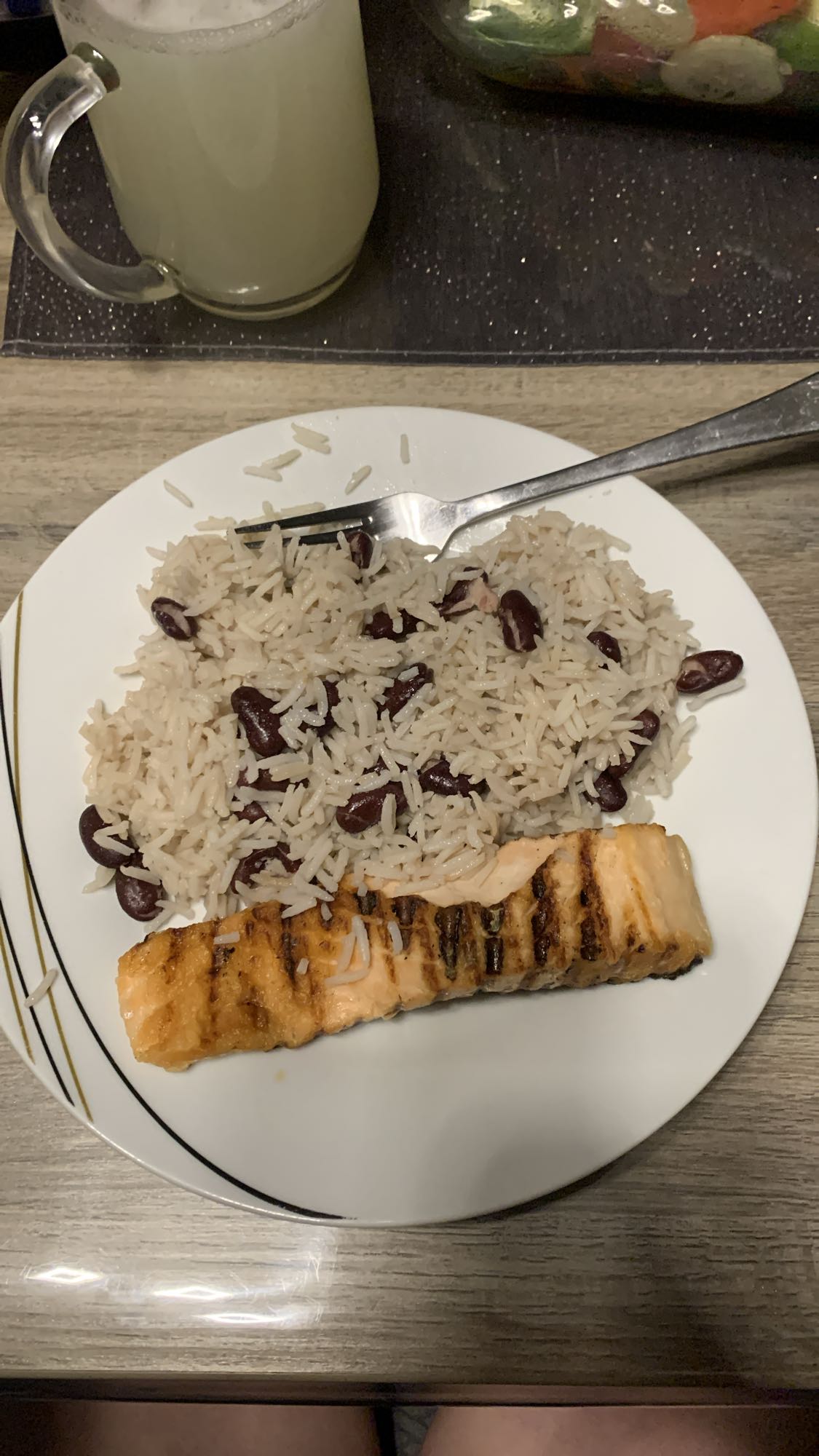 Saumon et riz aux haricots