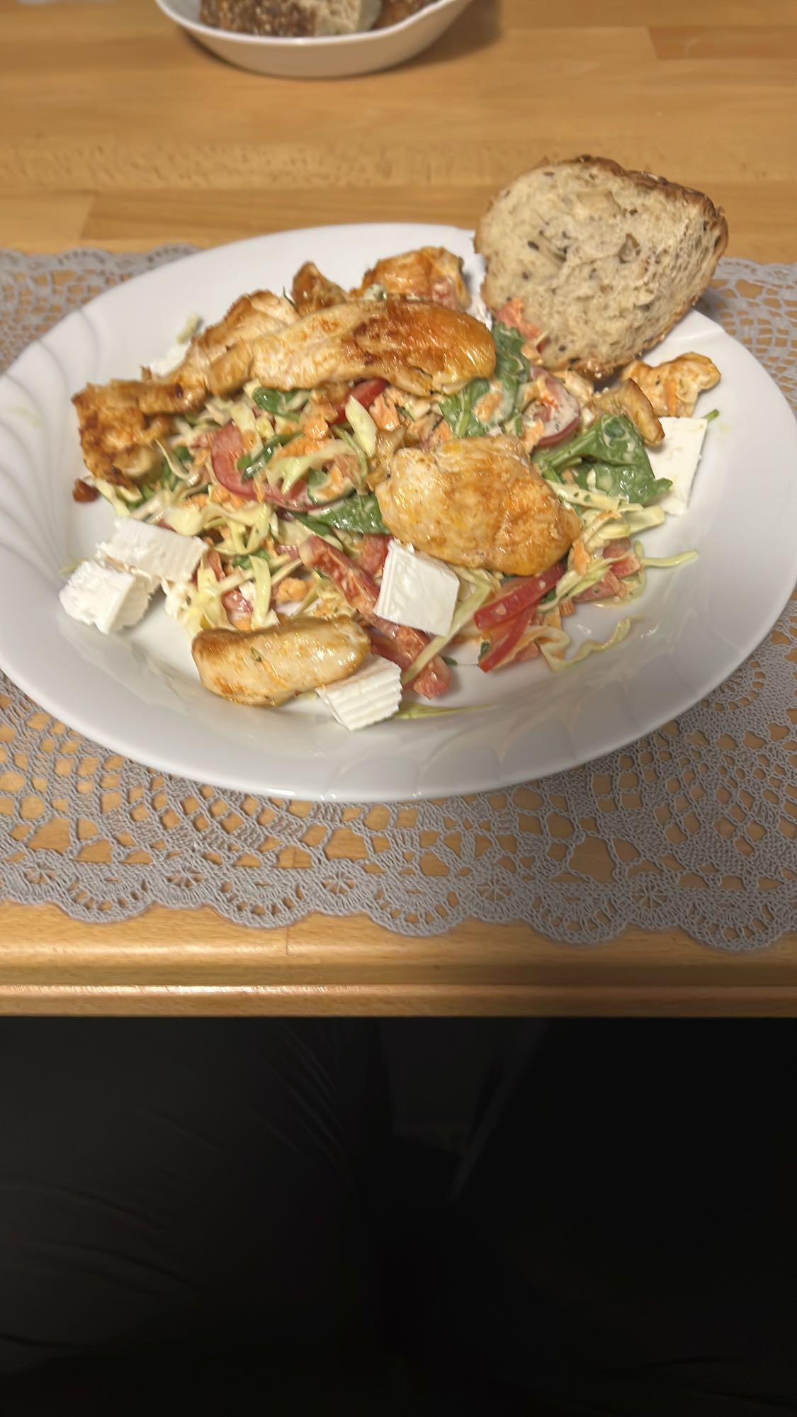 Kip salade met brood