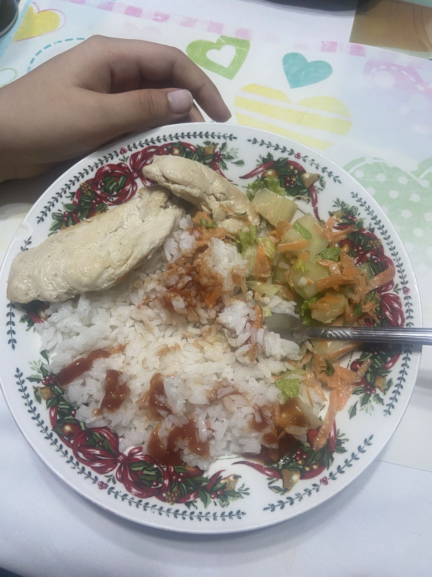 Pollo con arroz y ensalada