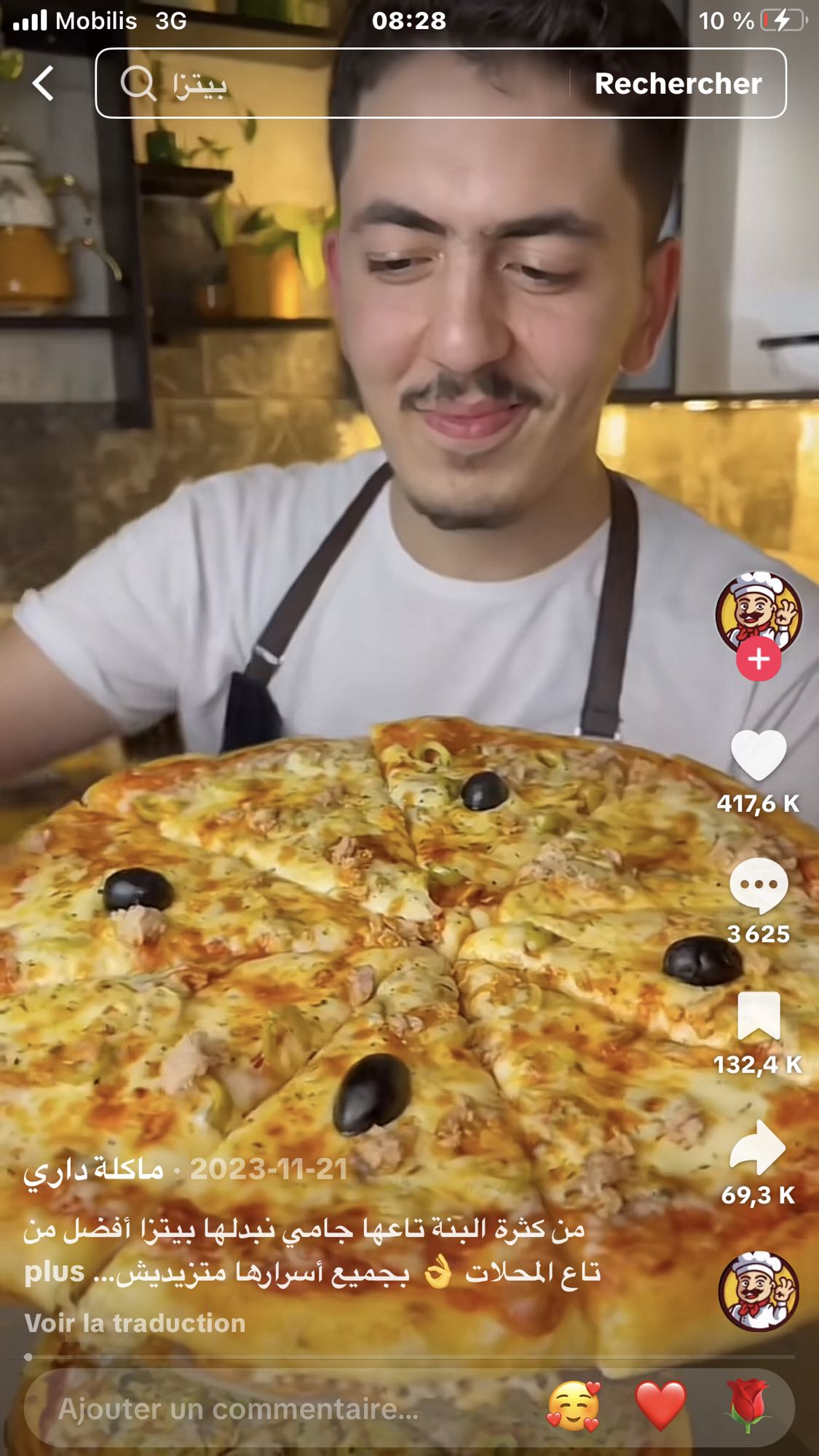 Pizza fromage et olives