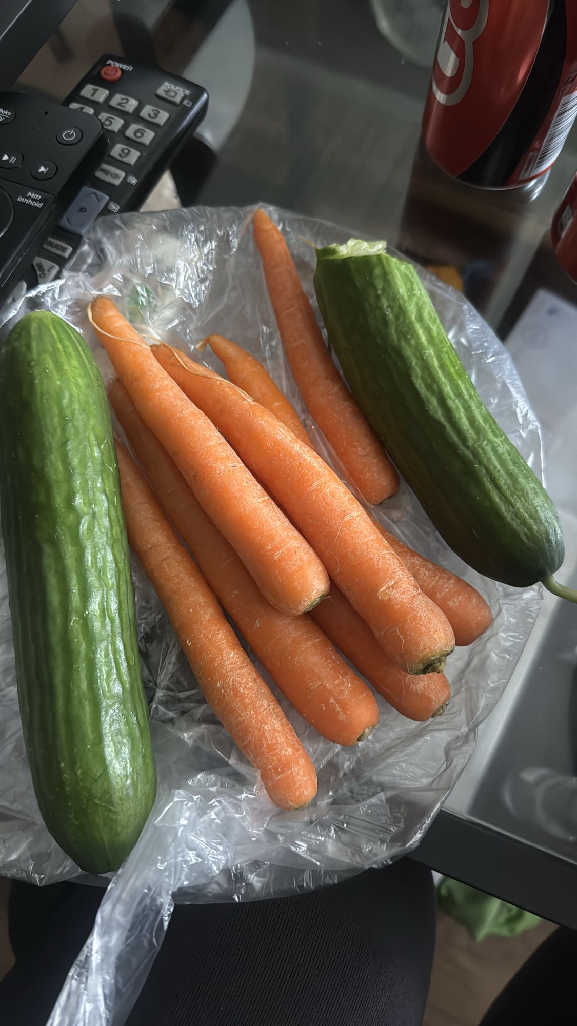 Gulrøtter og agurk tallerken