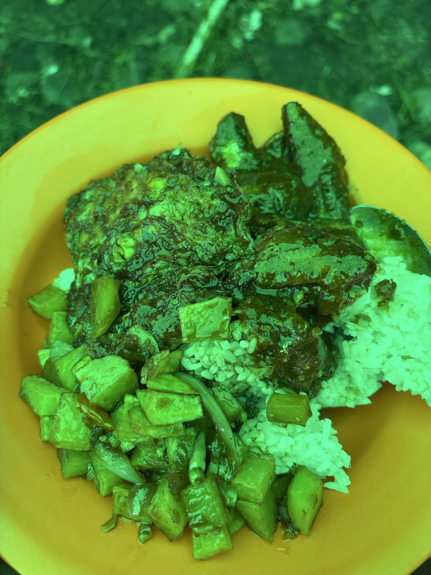 Nasi ayam saus dan tumis