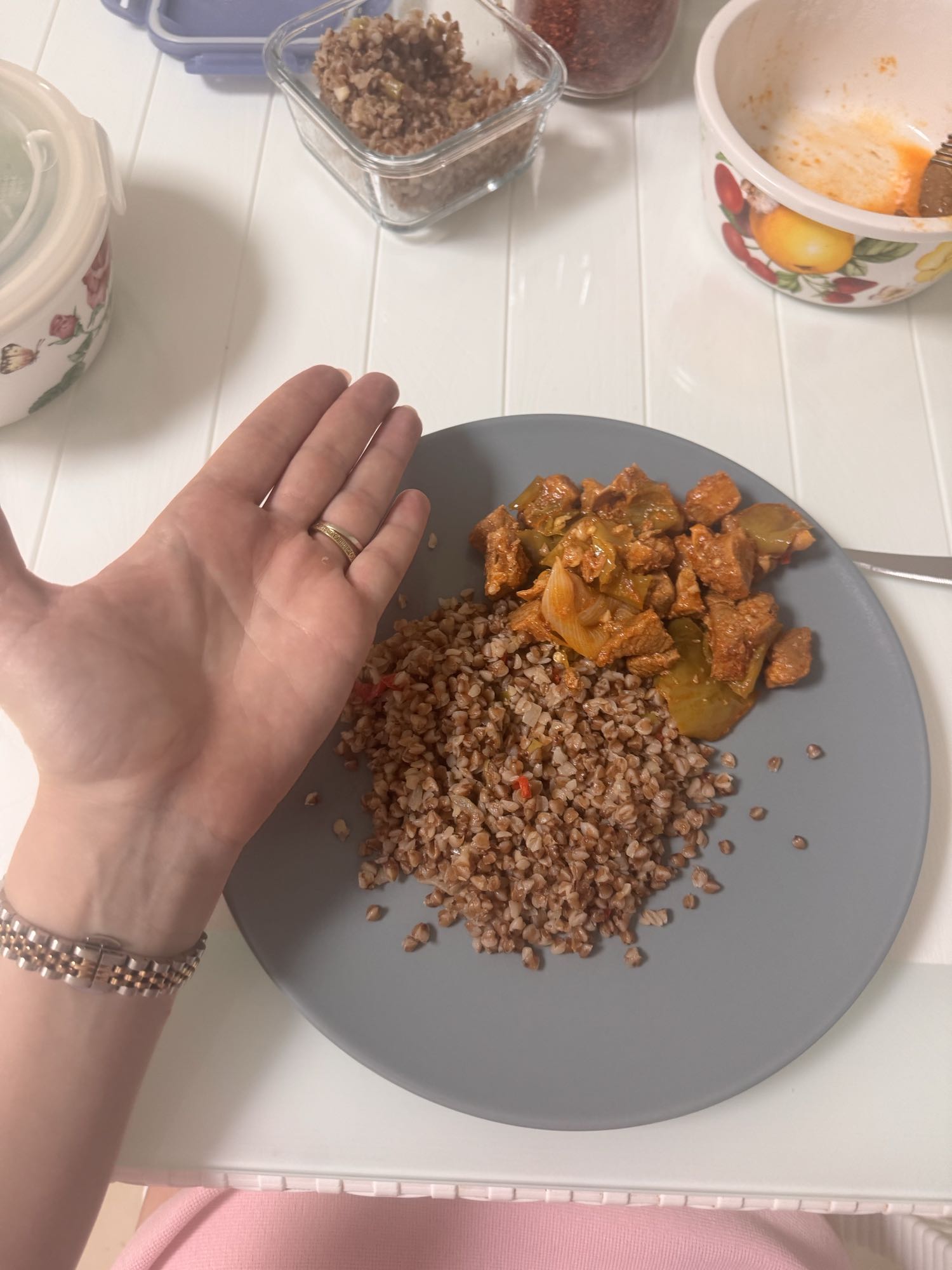 гречка с курицей и овощами