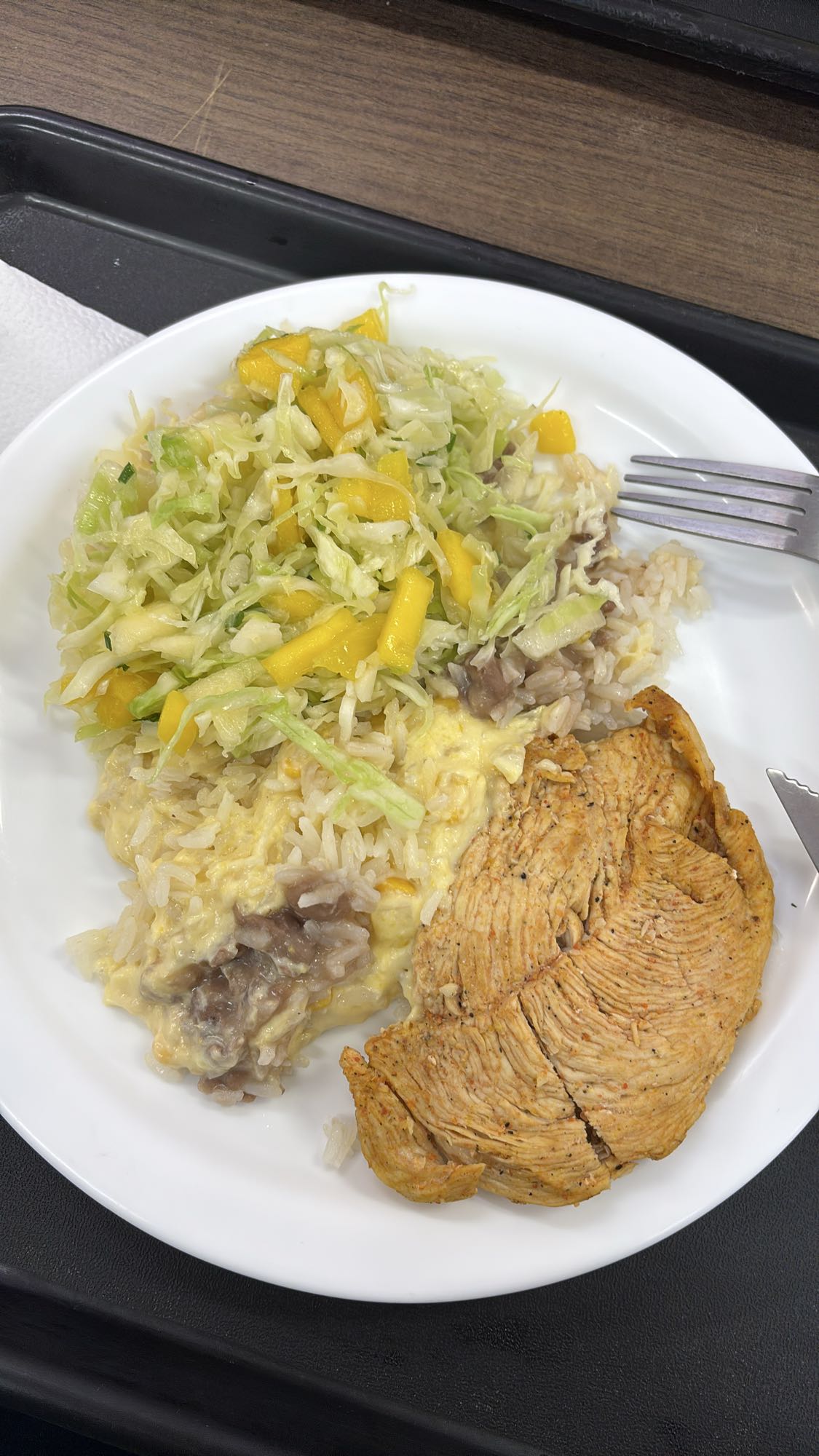 Frango grelhado com arroz e salada