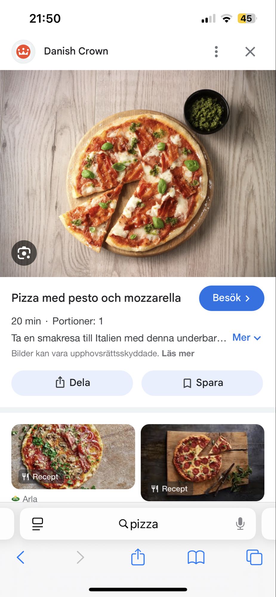 Pizza med pesto & mozzarella