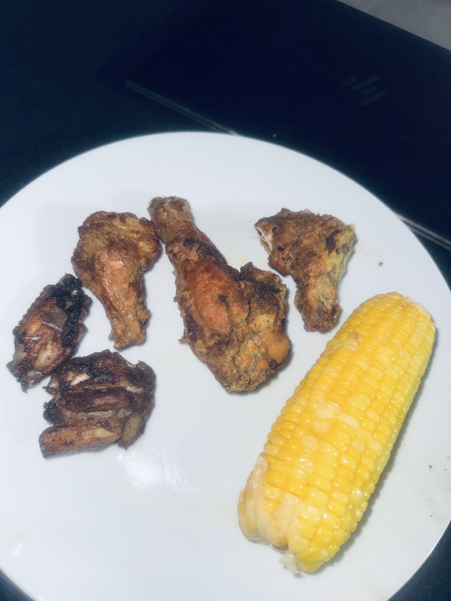 Chicken wings and corn