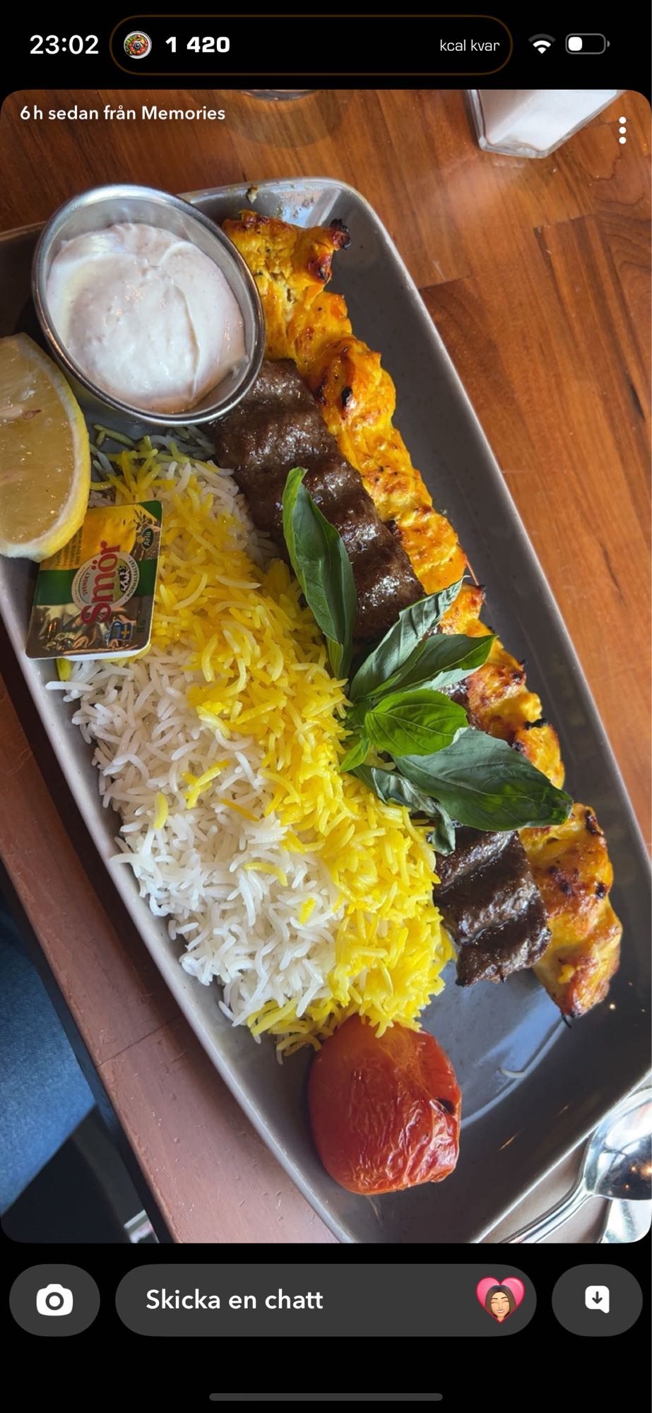 Kebab med ris och sås