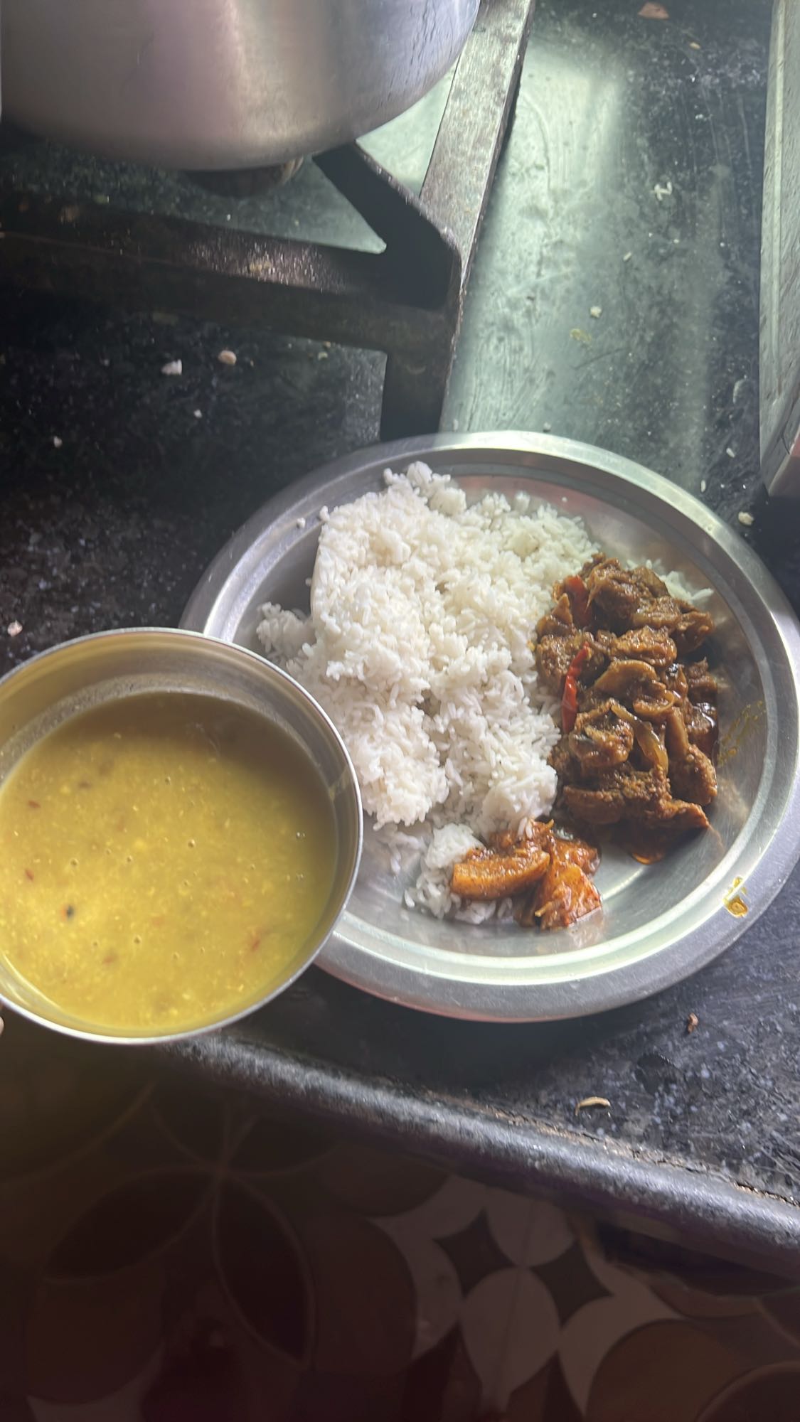 Rice, dal, curry