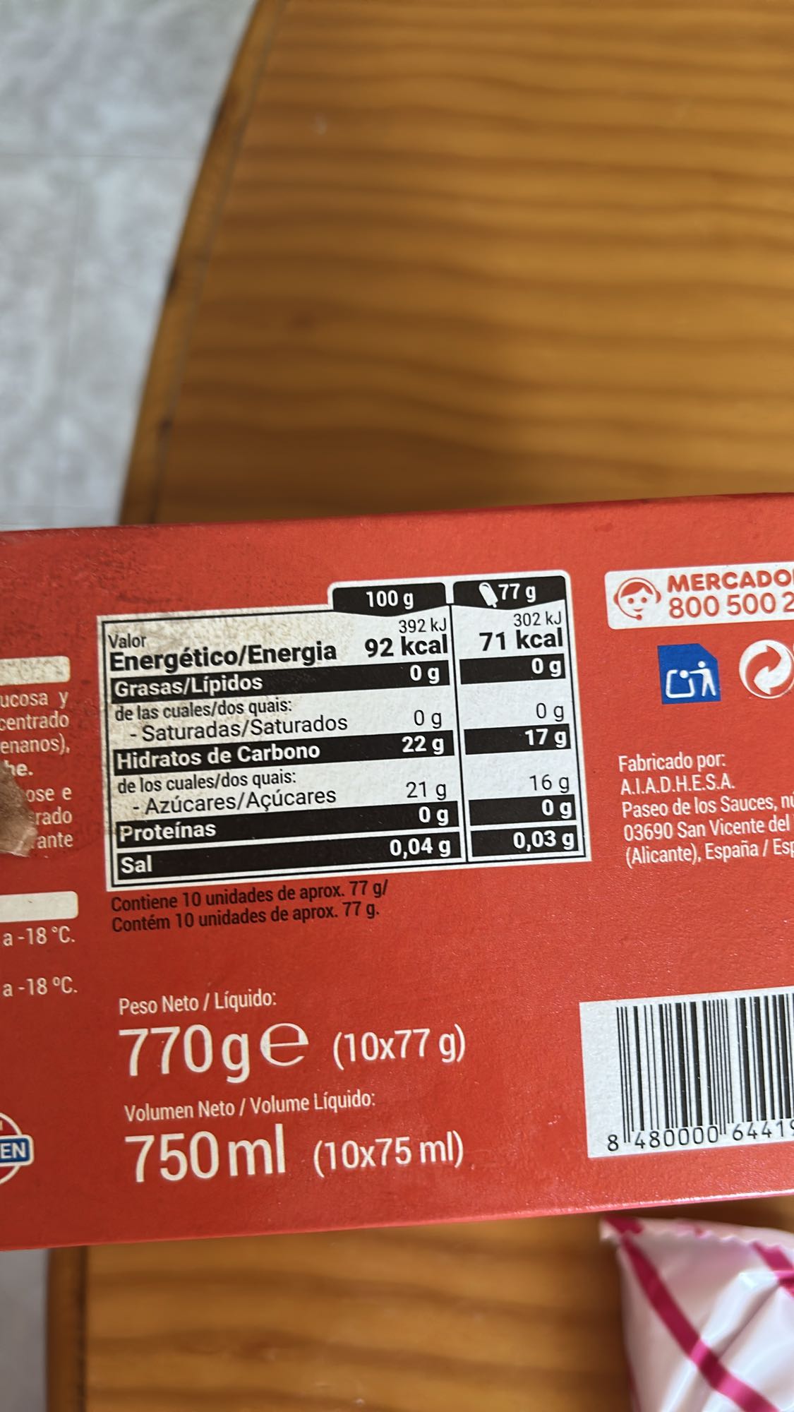 helado de hielo sabor fruta