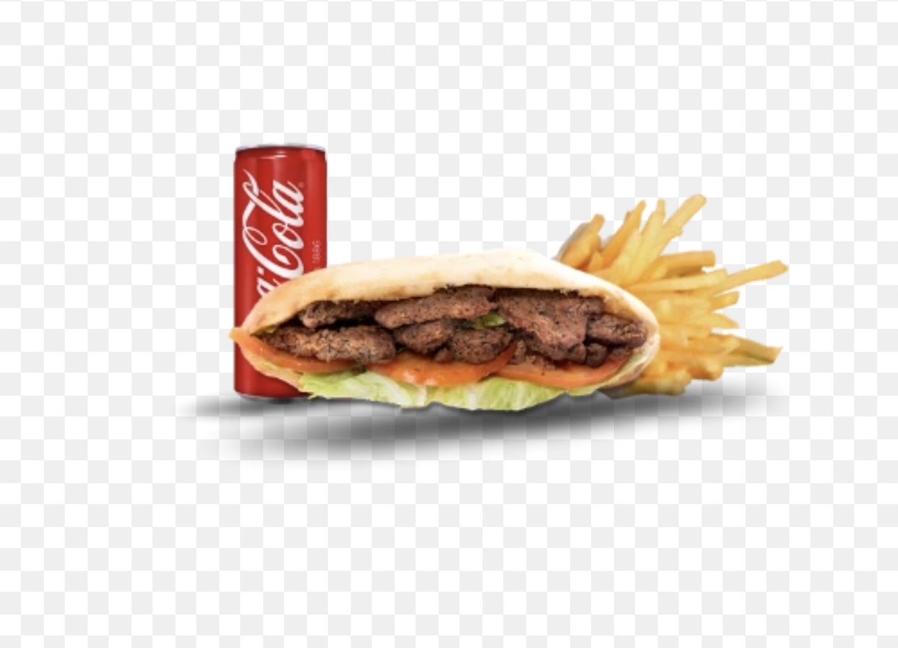 Kebab, frites et soda