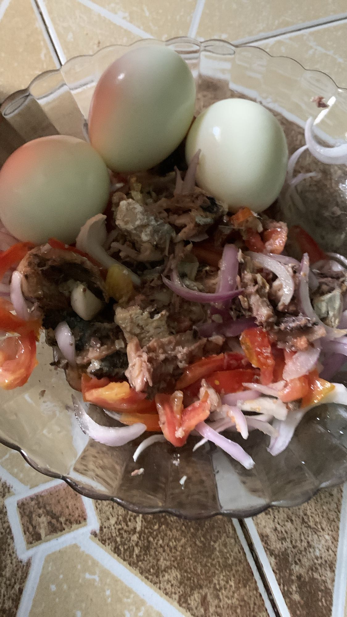 Egg and sardine salad