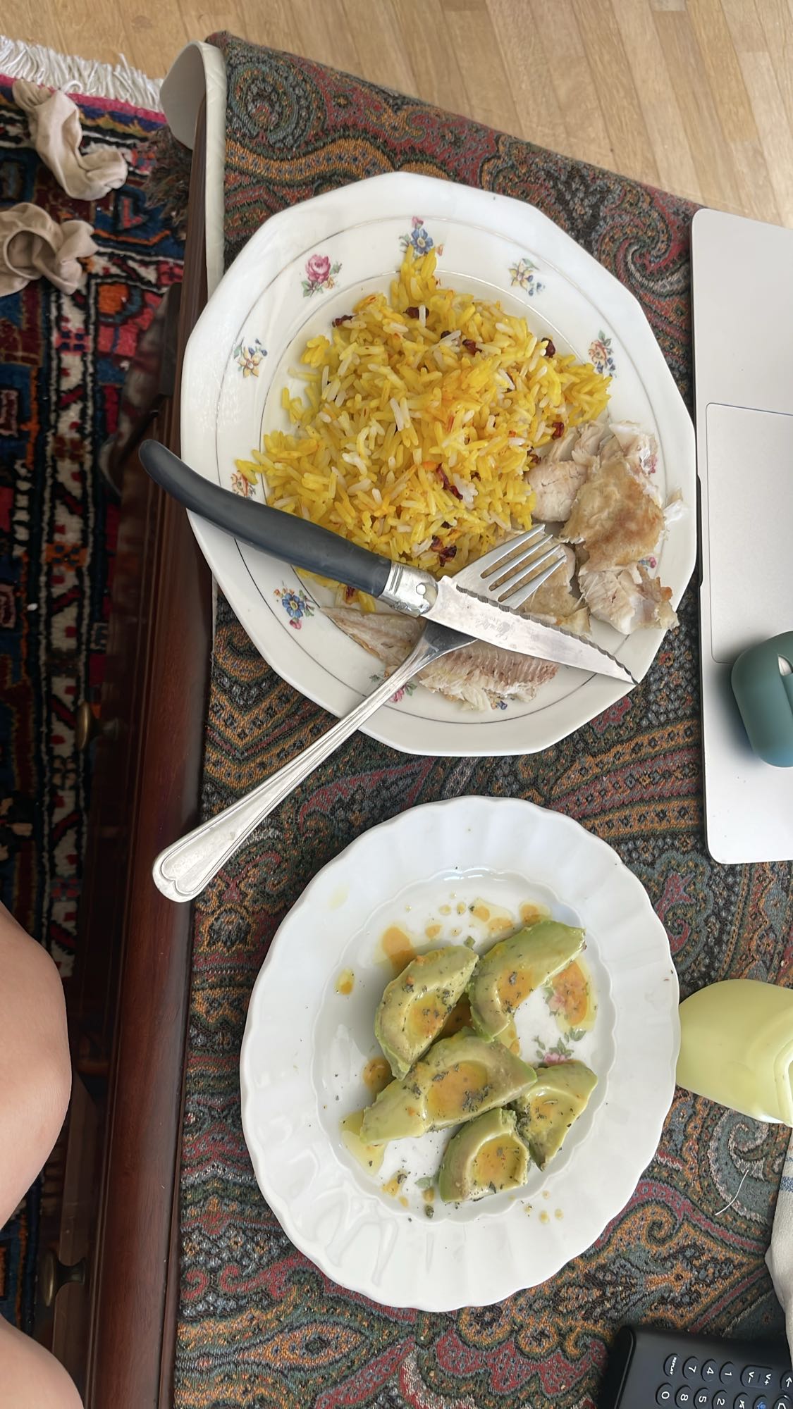 Fish rice with avocado