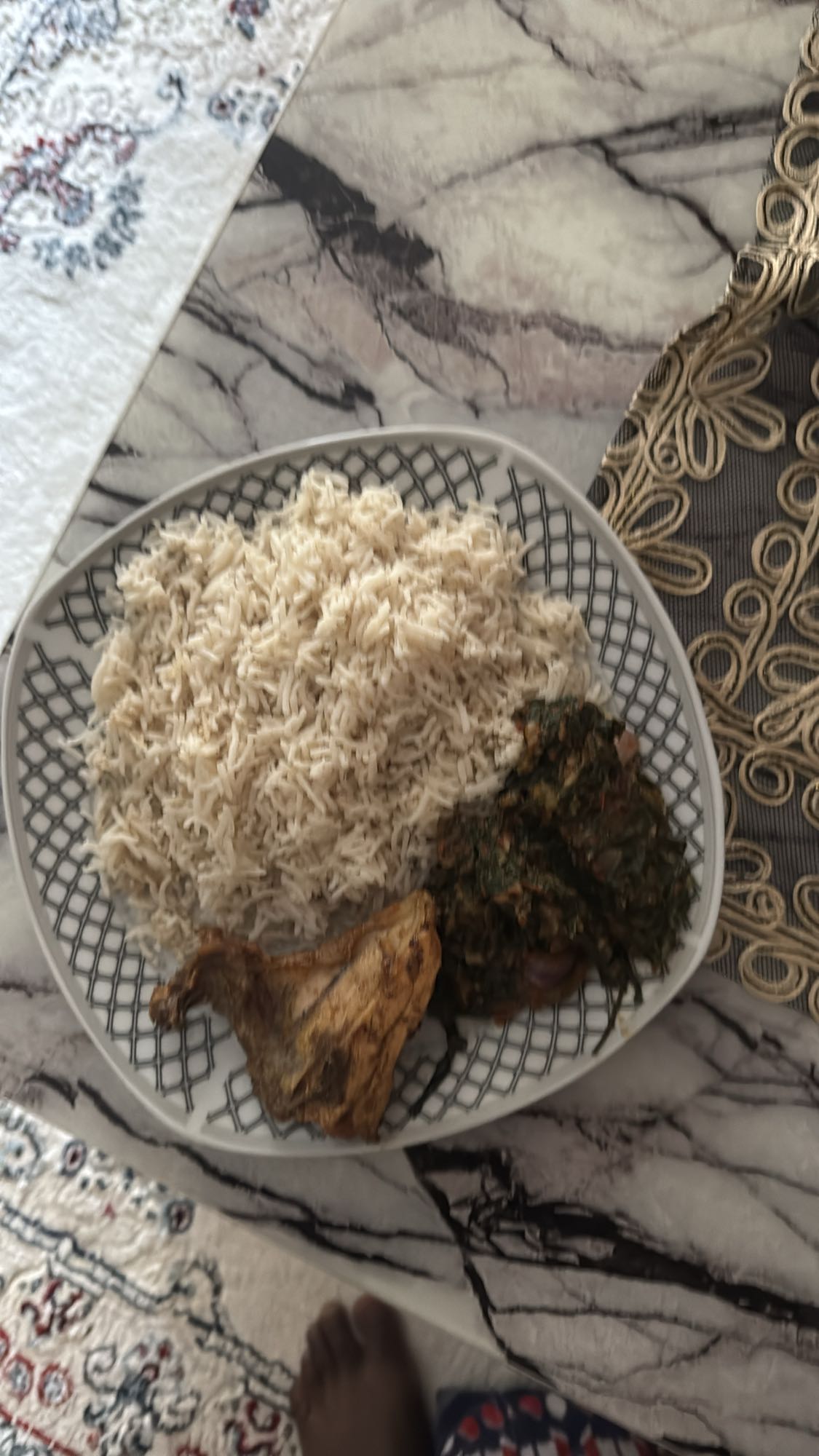 Rice with fish and greens