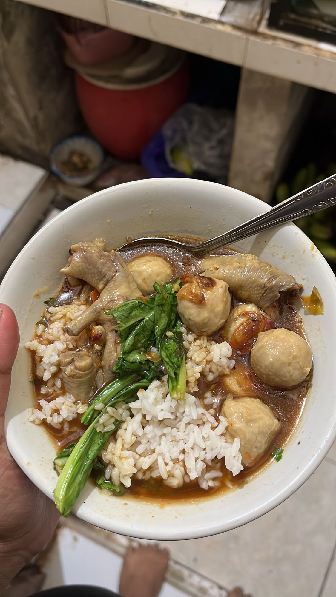 Chicken feet soup rice bowl