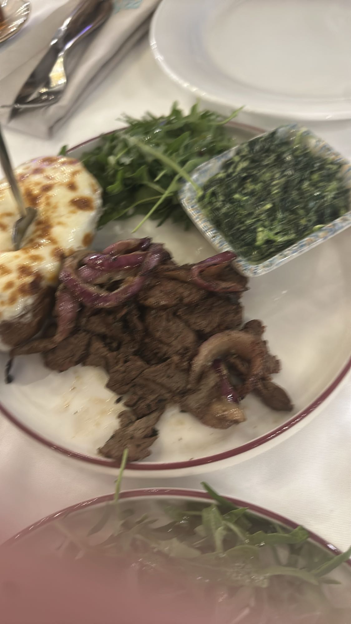 Beef steak with greens