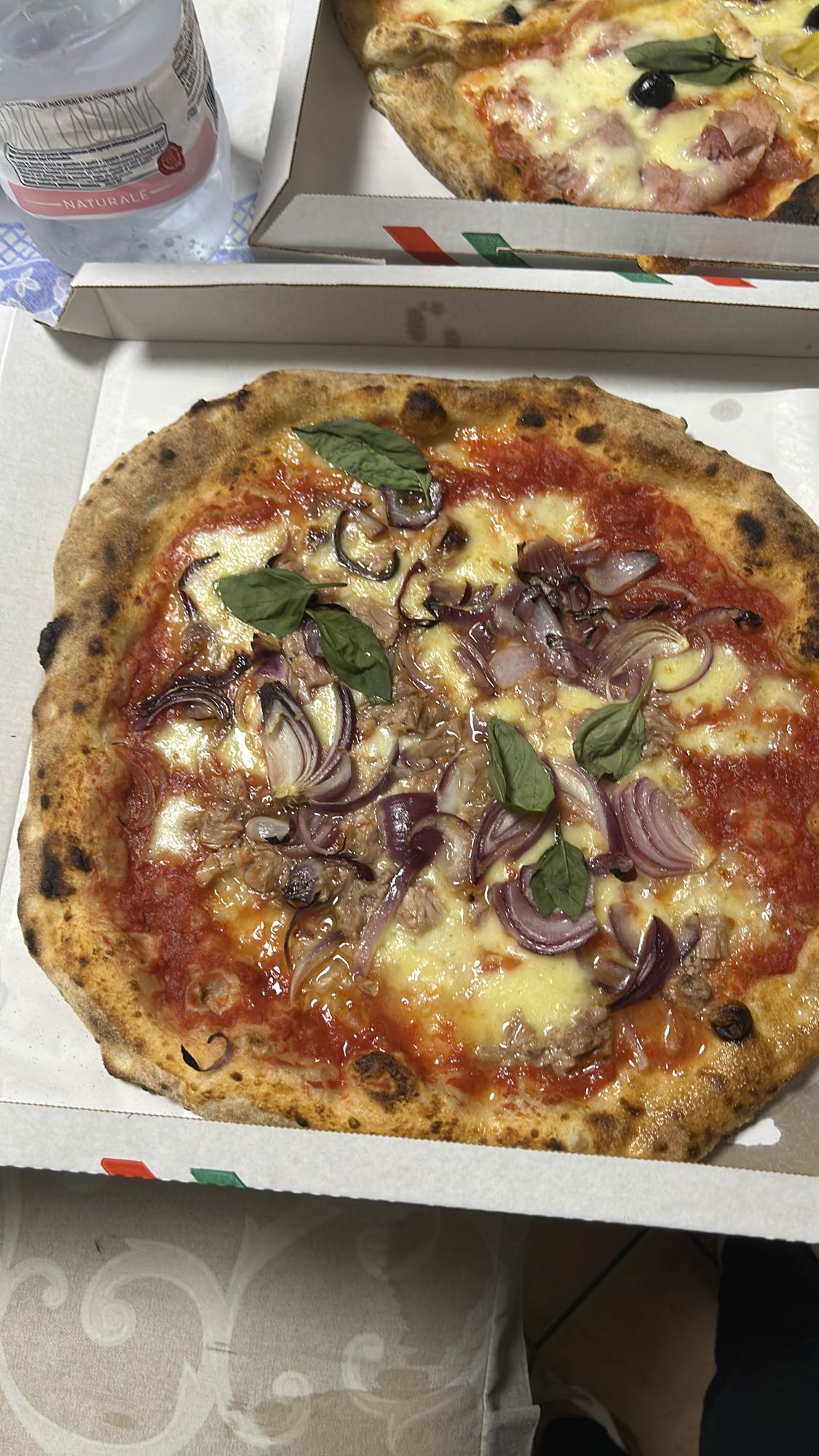 Pizza cipolla tonno basilico