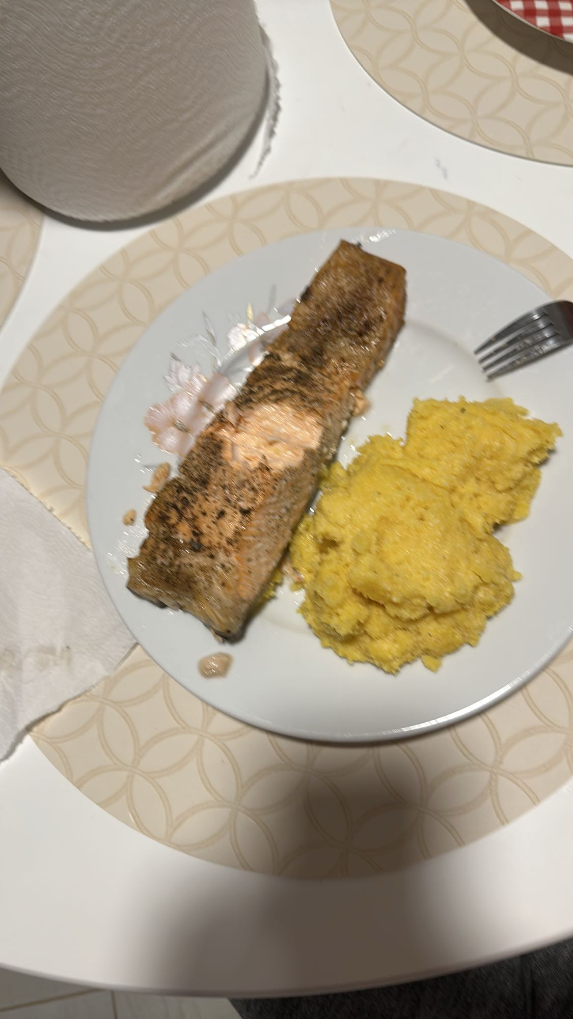 Salmon with polenta