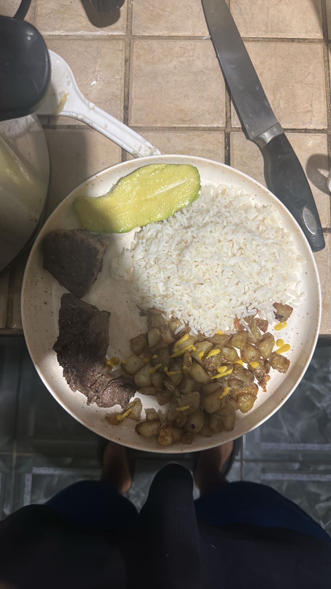 Rice, Beef, Potato, Avocado
