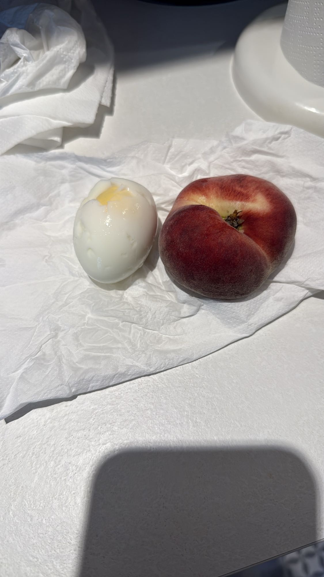 Egg and flat peach