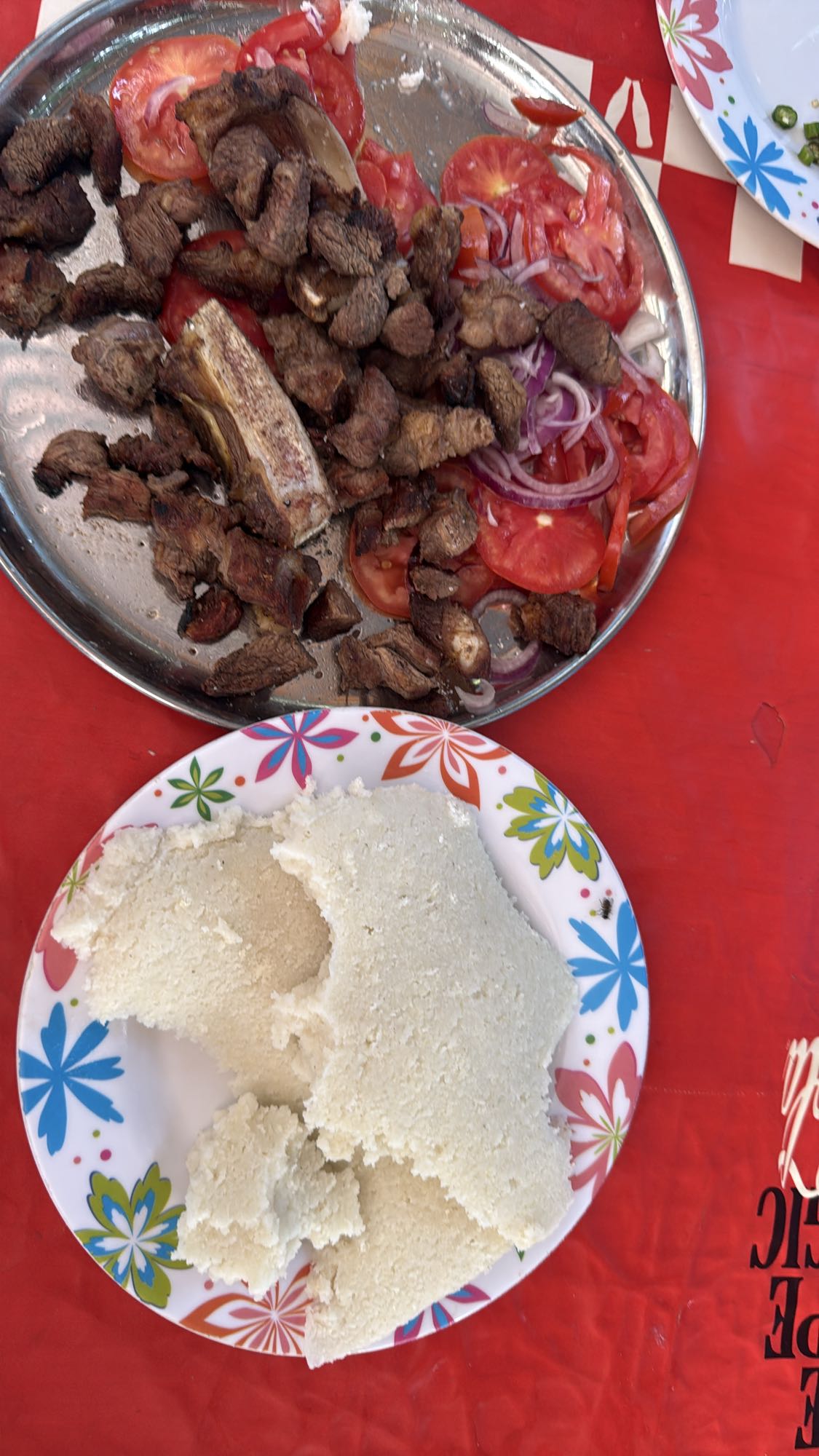 Grilled meat with ugali