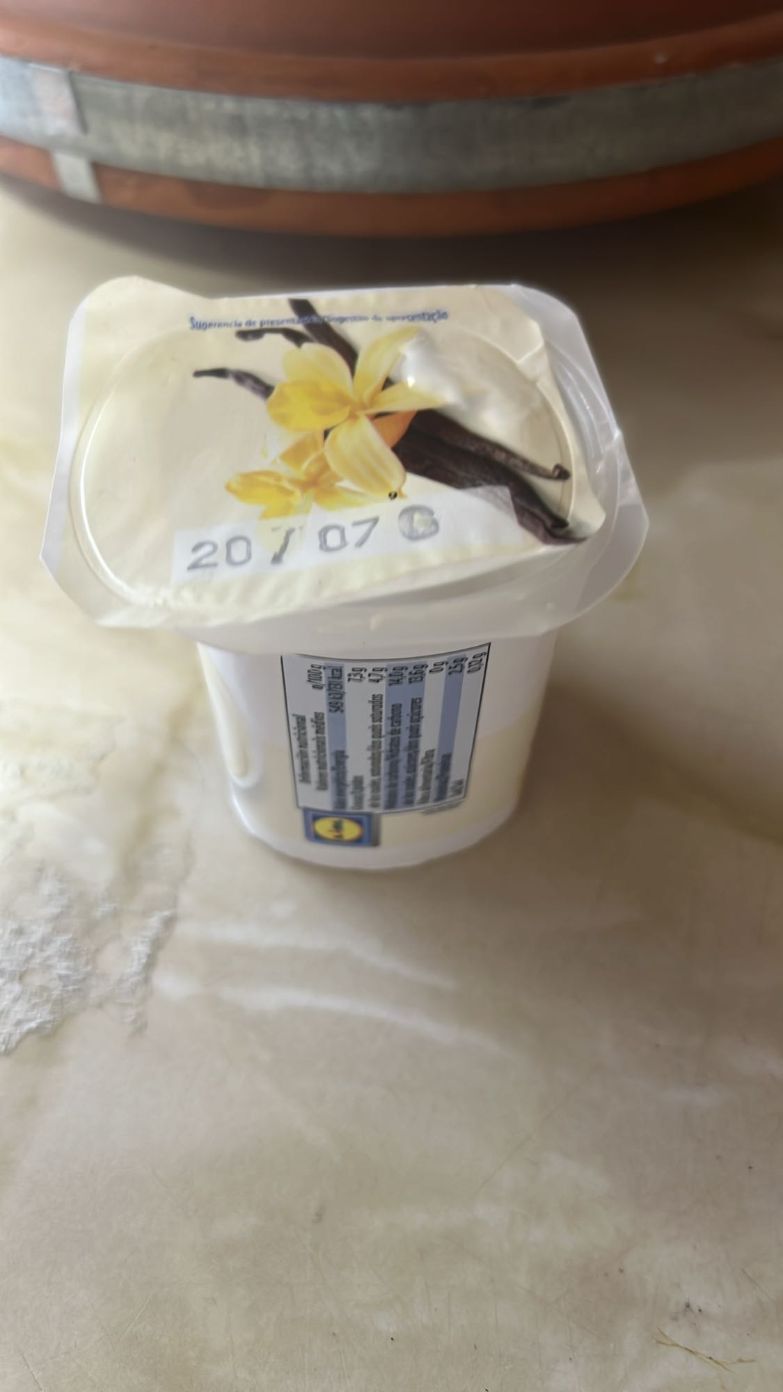 yogur de vainilla