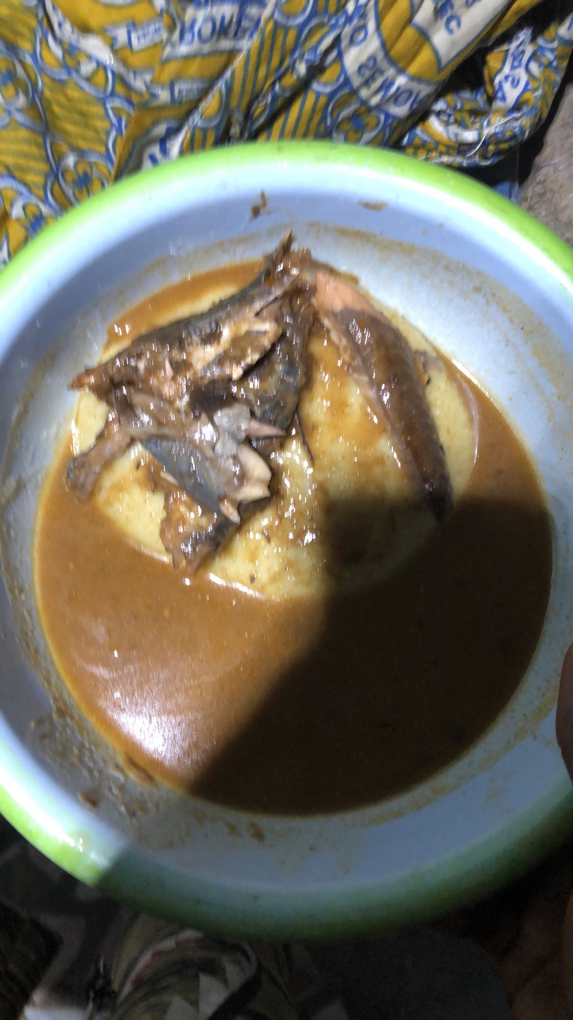 Cassava with fish soup