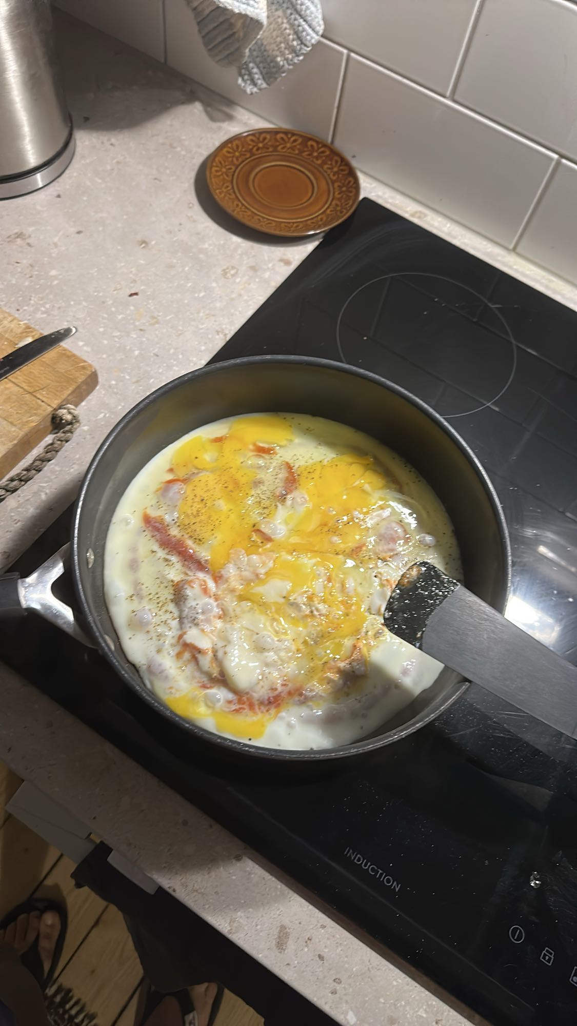 Ägg och bacon stekpanna