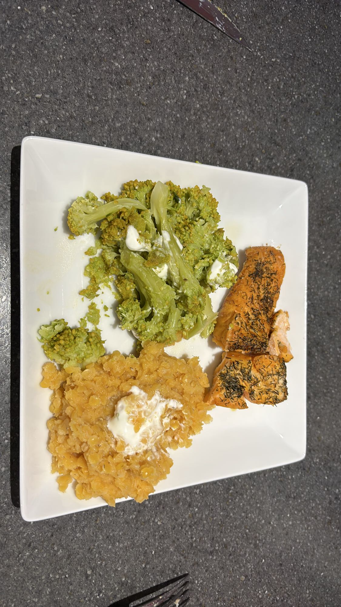 Saumon, brocoli et lentilles