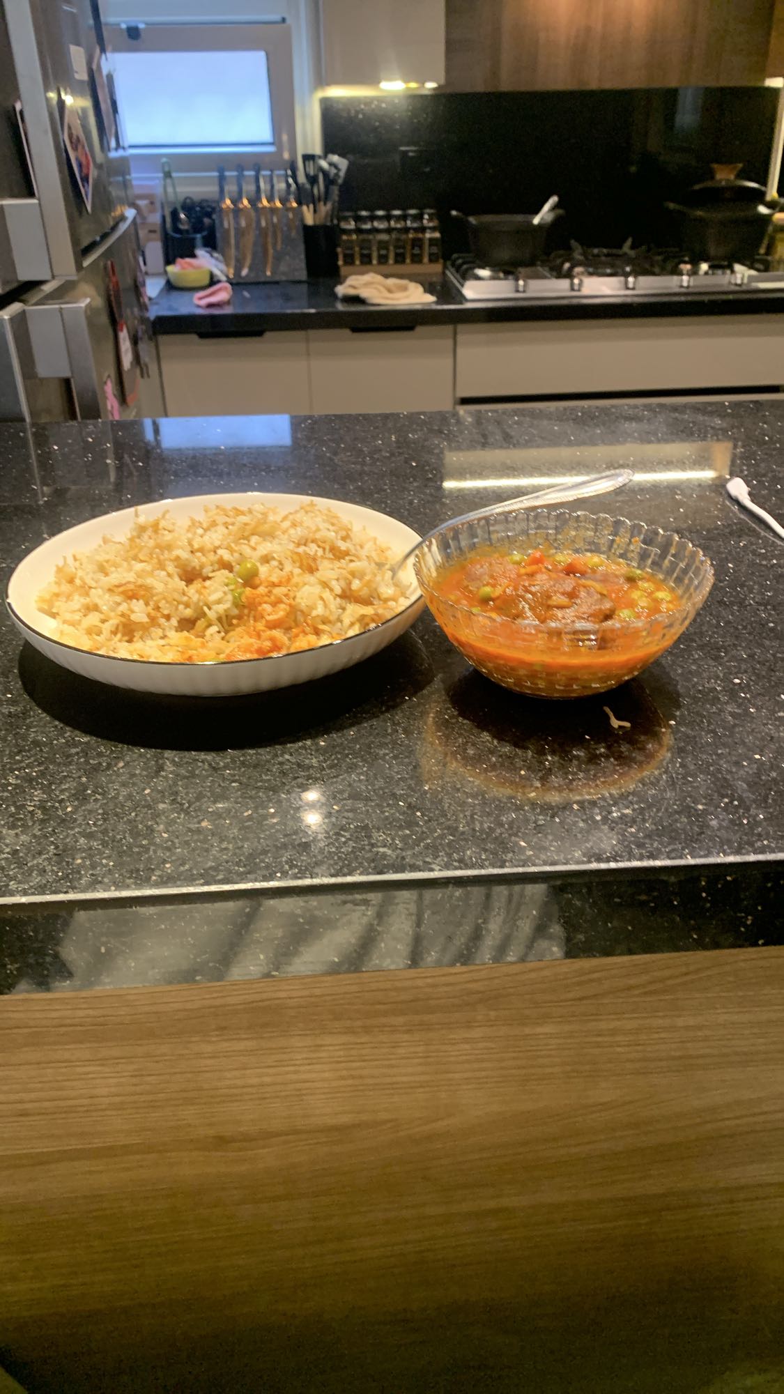 Fried rice with stew