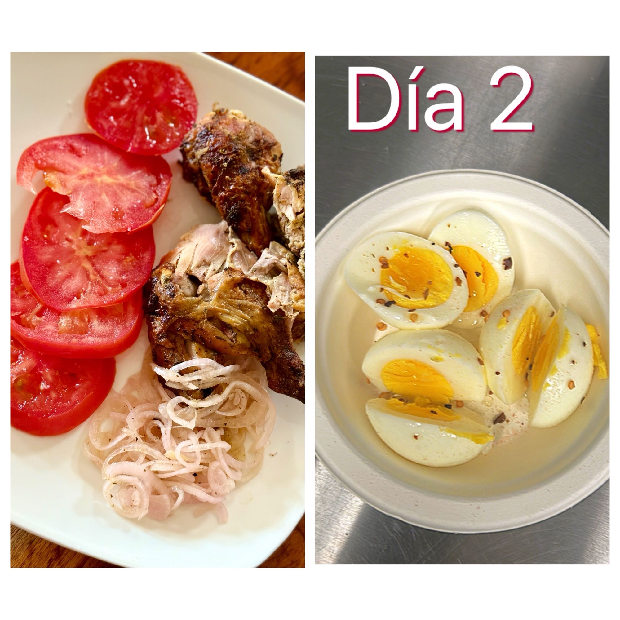 Pollo, huevo y verduras