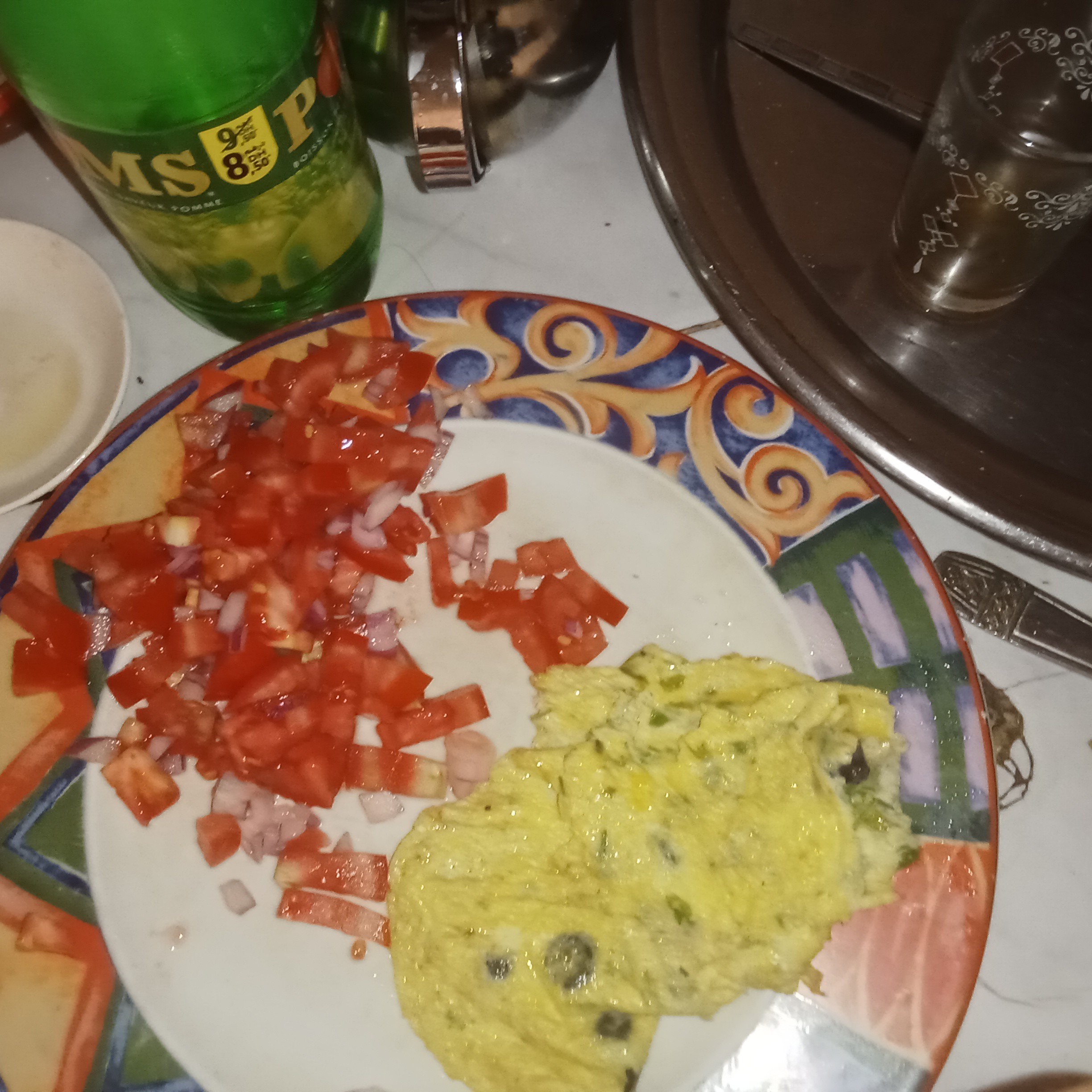 Omelette with tomato salad