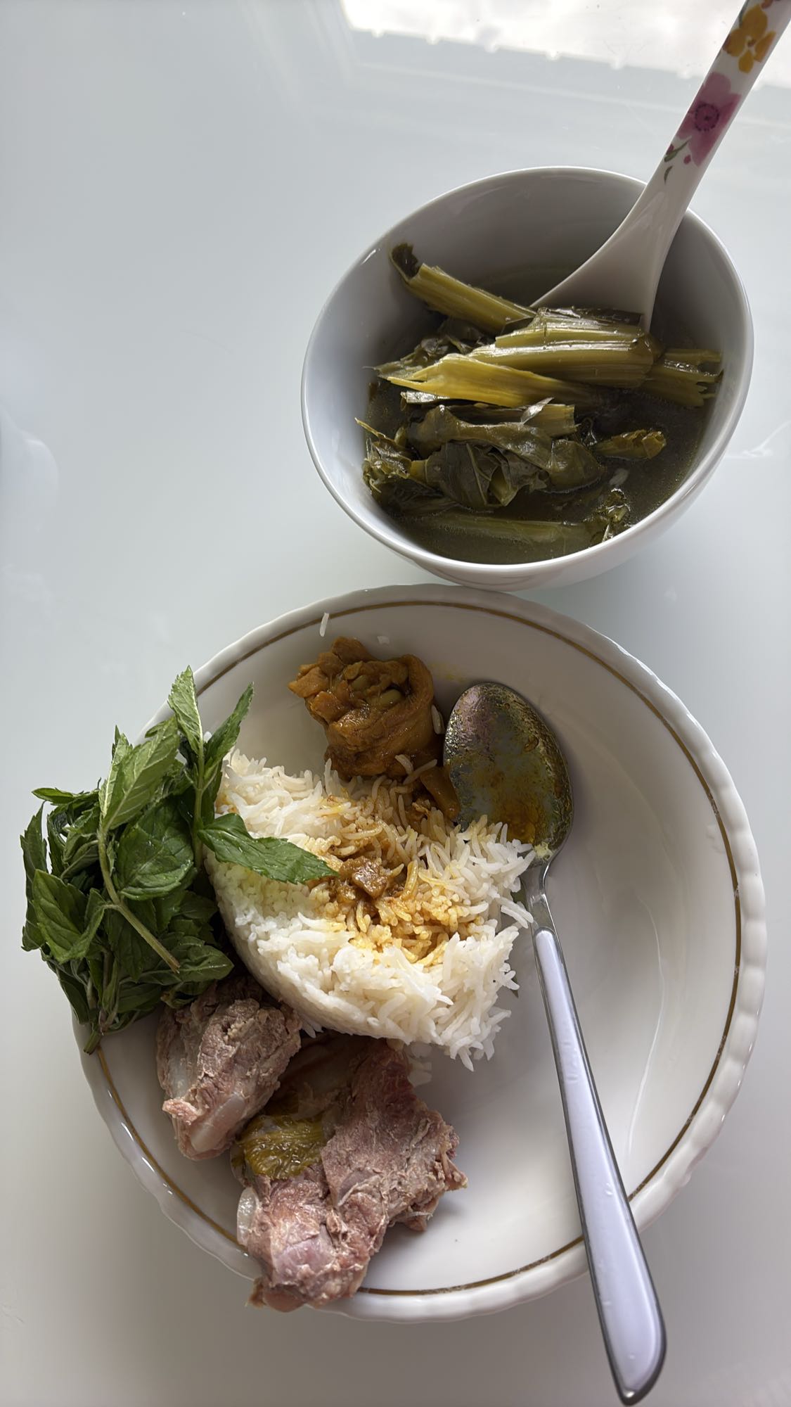Rice with meat and soup