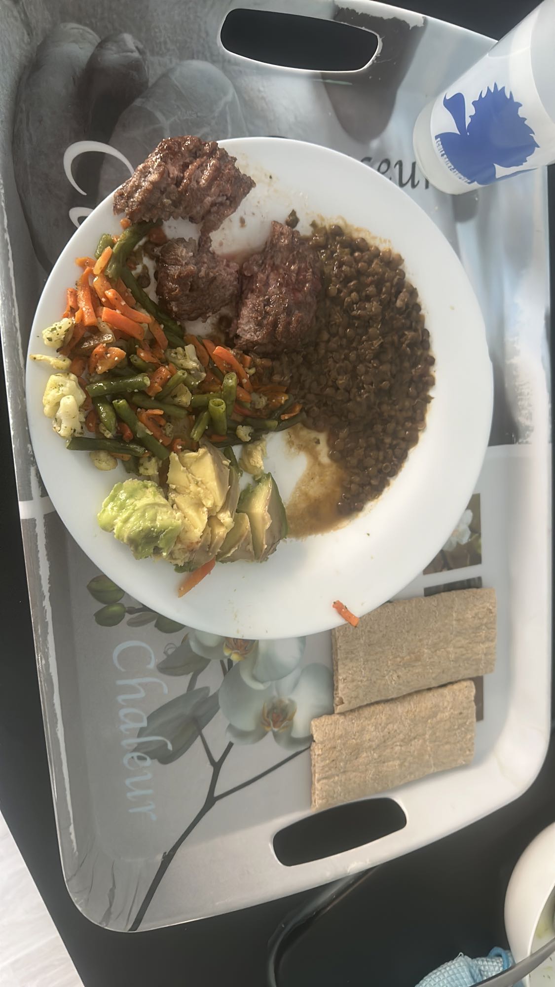 Assiette viande, légumes, galettes