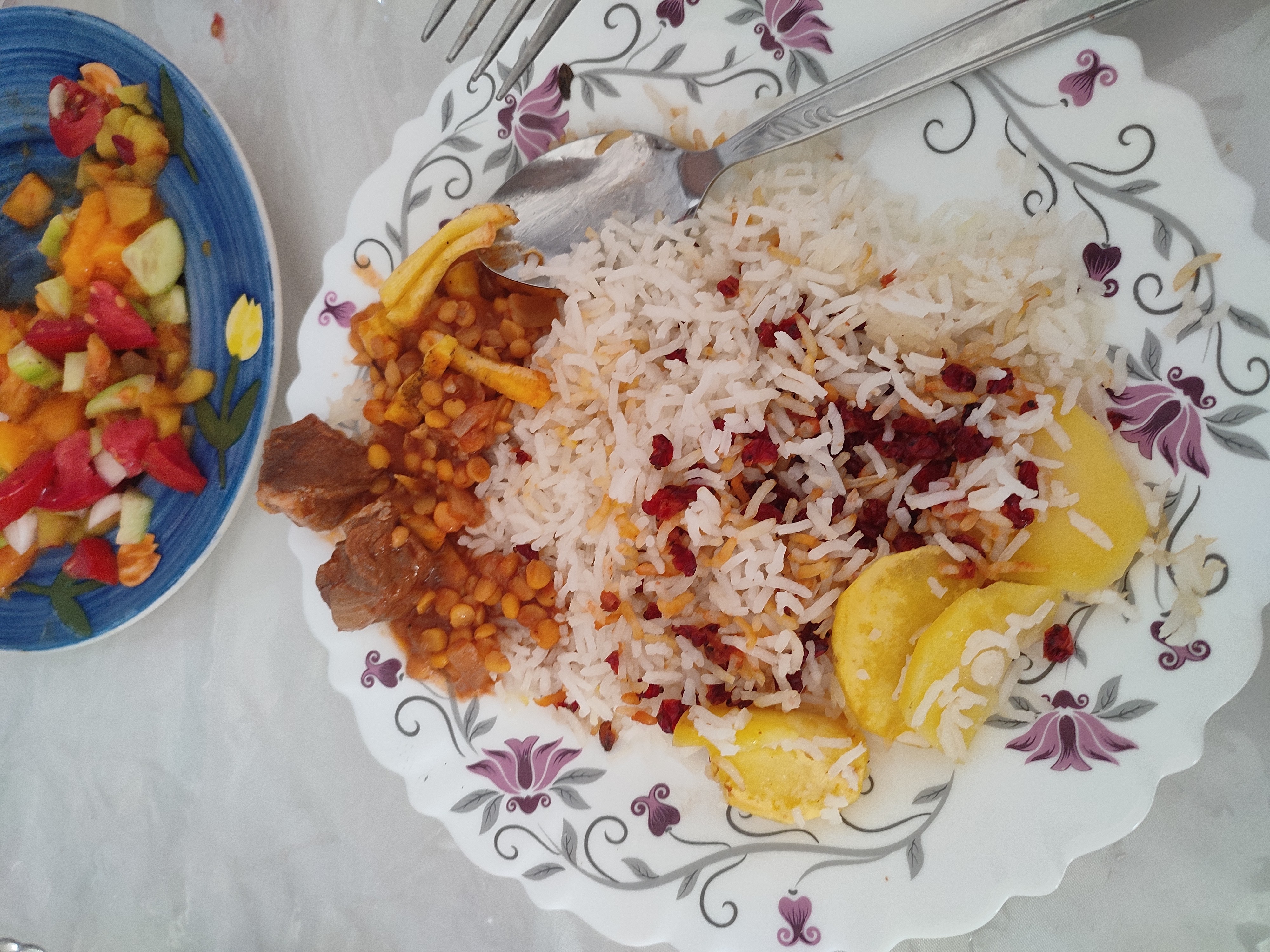 Persian rice with stew & salad