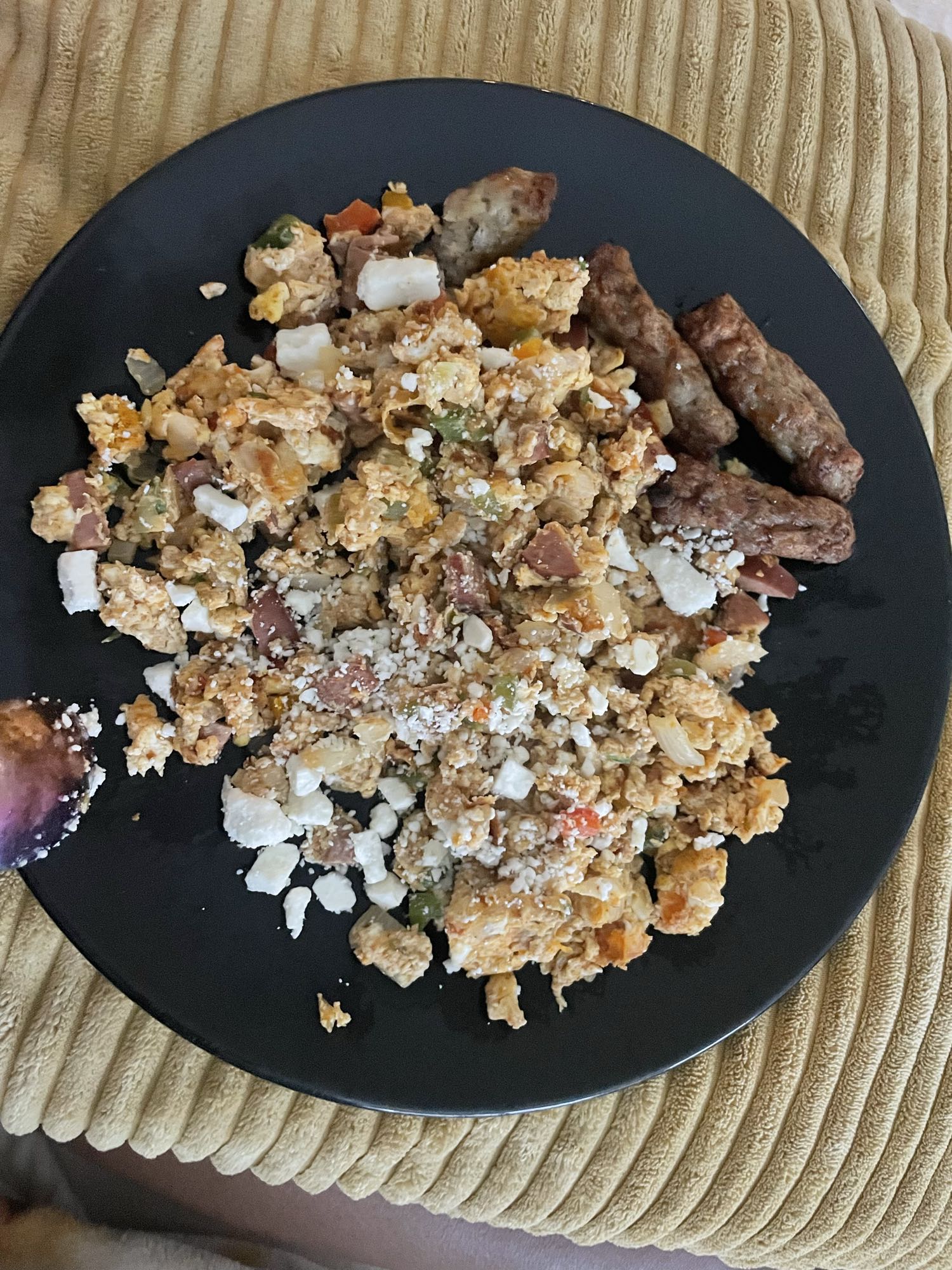 Egg scramble with sausage