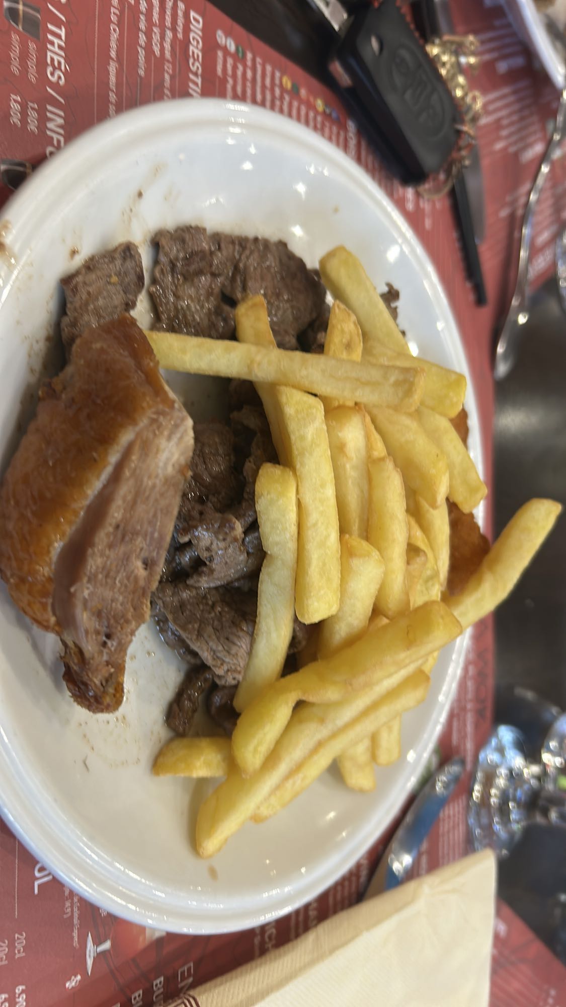 Steak frites et canard