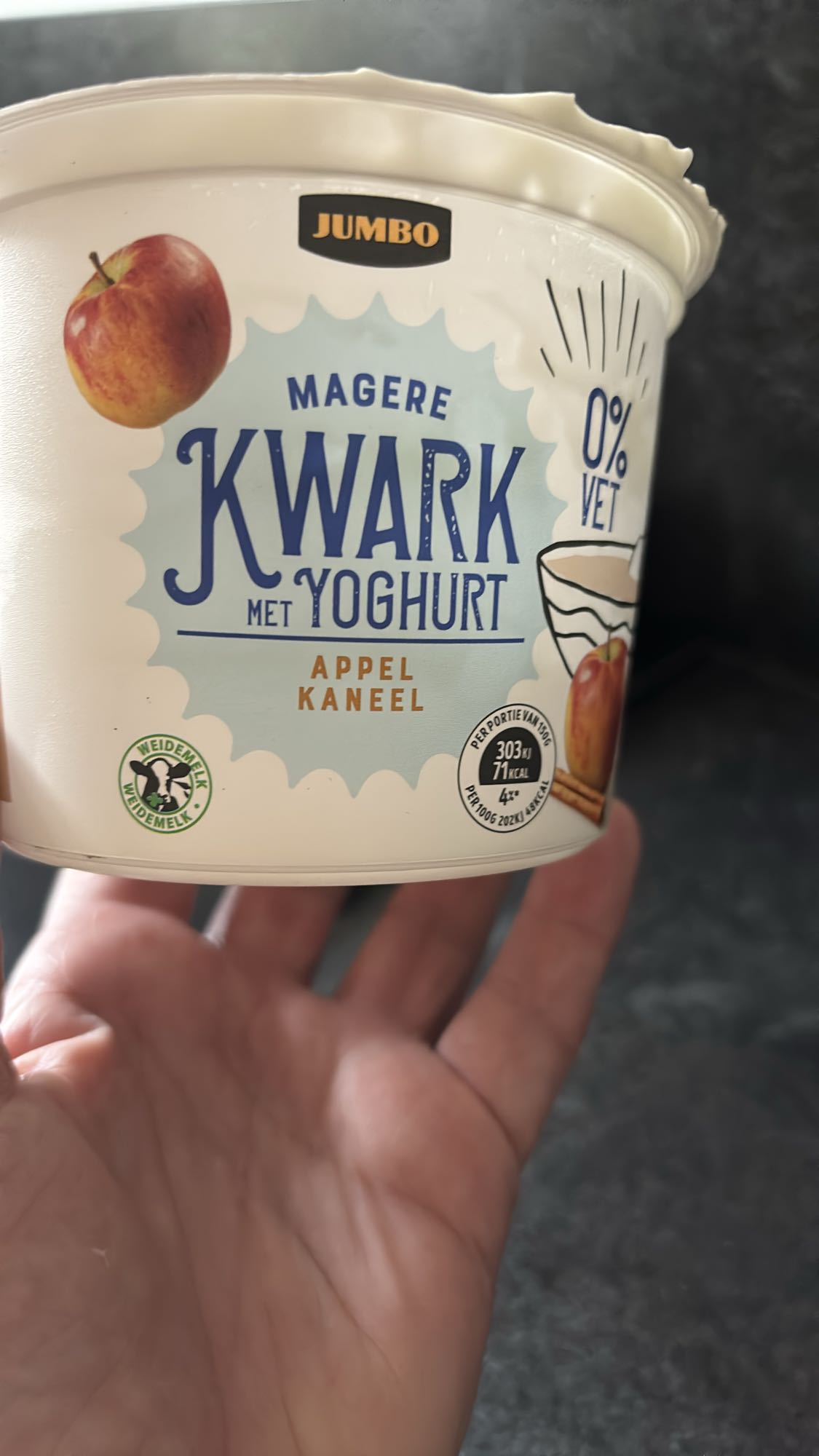 Magere kwark appel kaneel