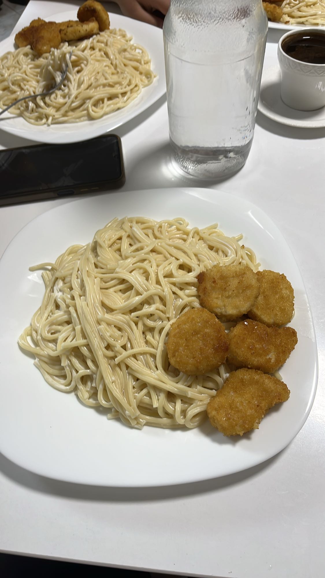 Creamy pasta with nuggets