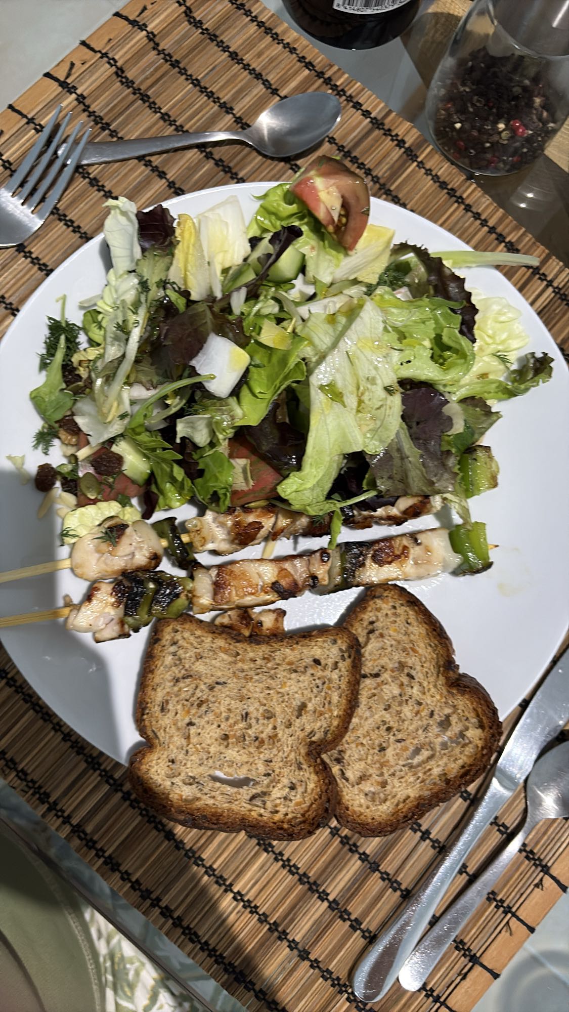 Chicken Skewers with Salad