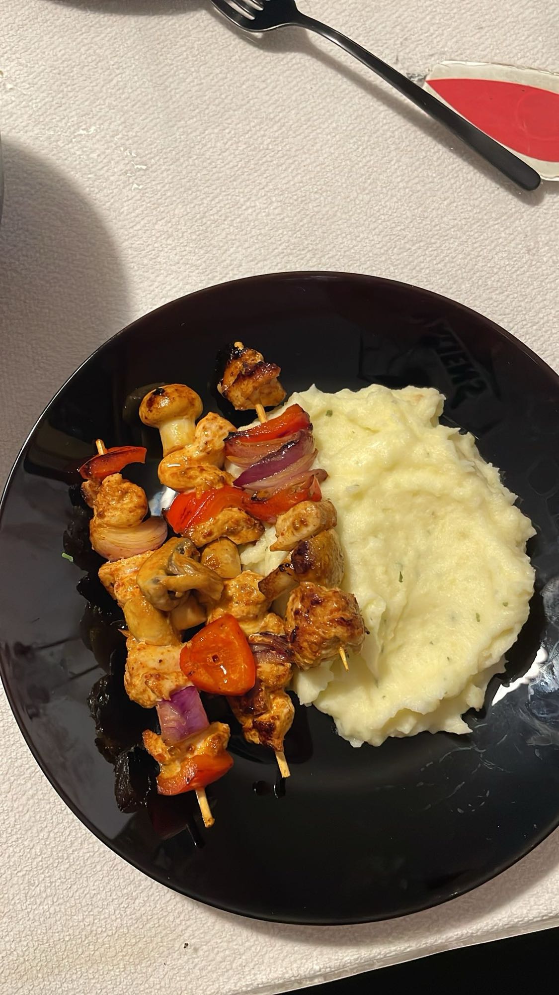 Chicken Skewers with Mash