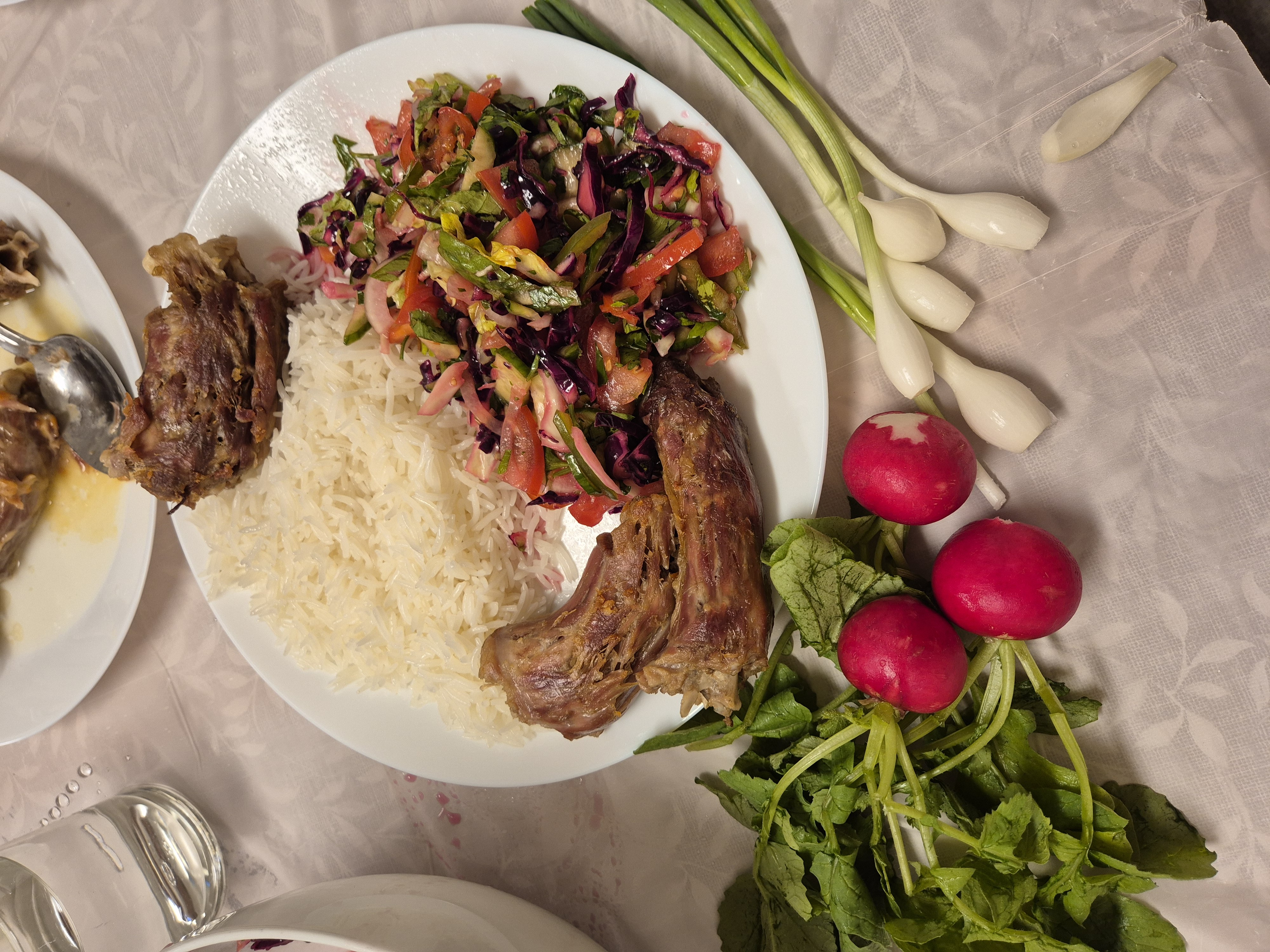 Lamm med ris och sallad