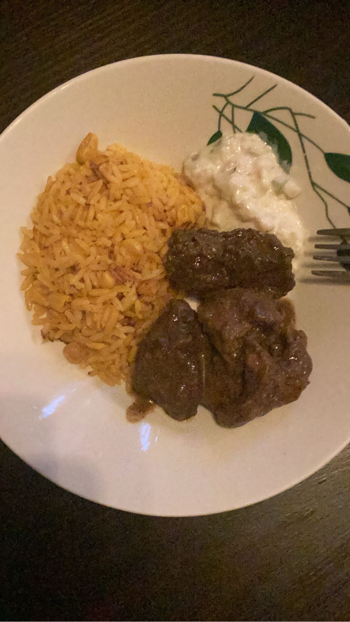 arroz con carne y coliflor a la crema