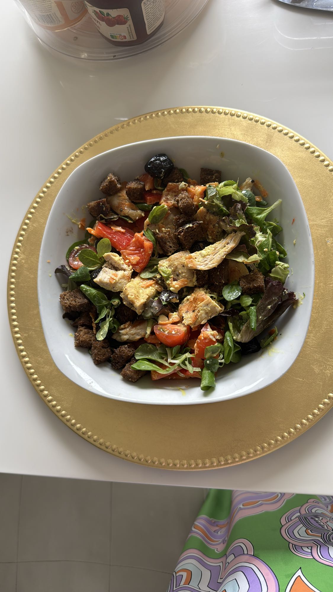 kip salade met croutons