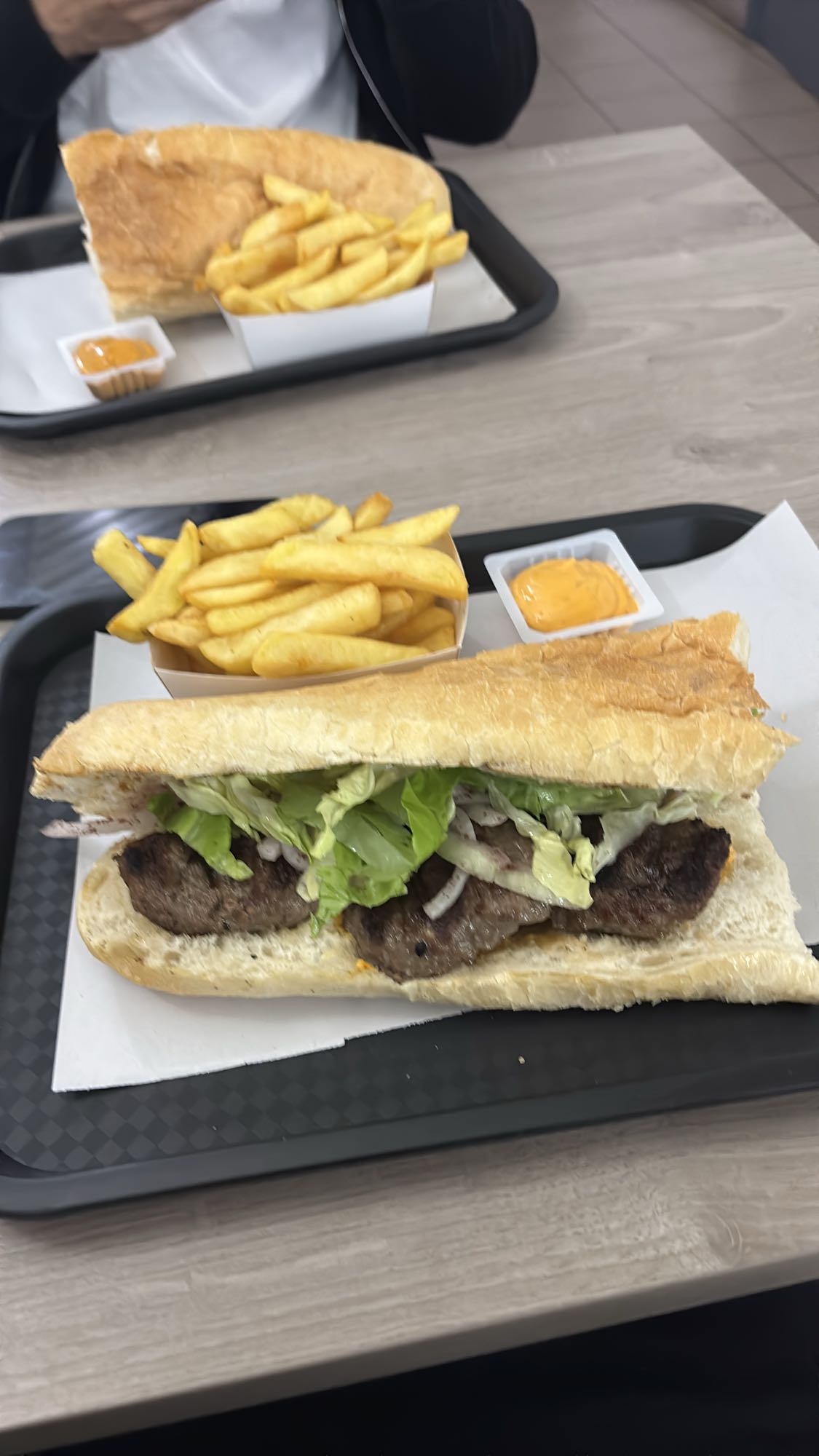 Kebab sandwich with fries
