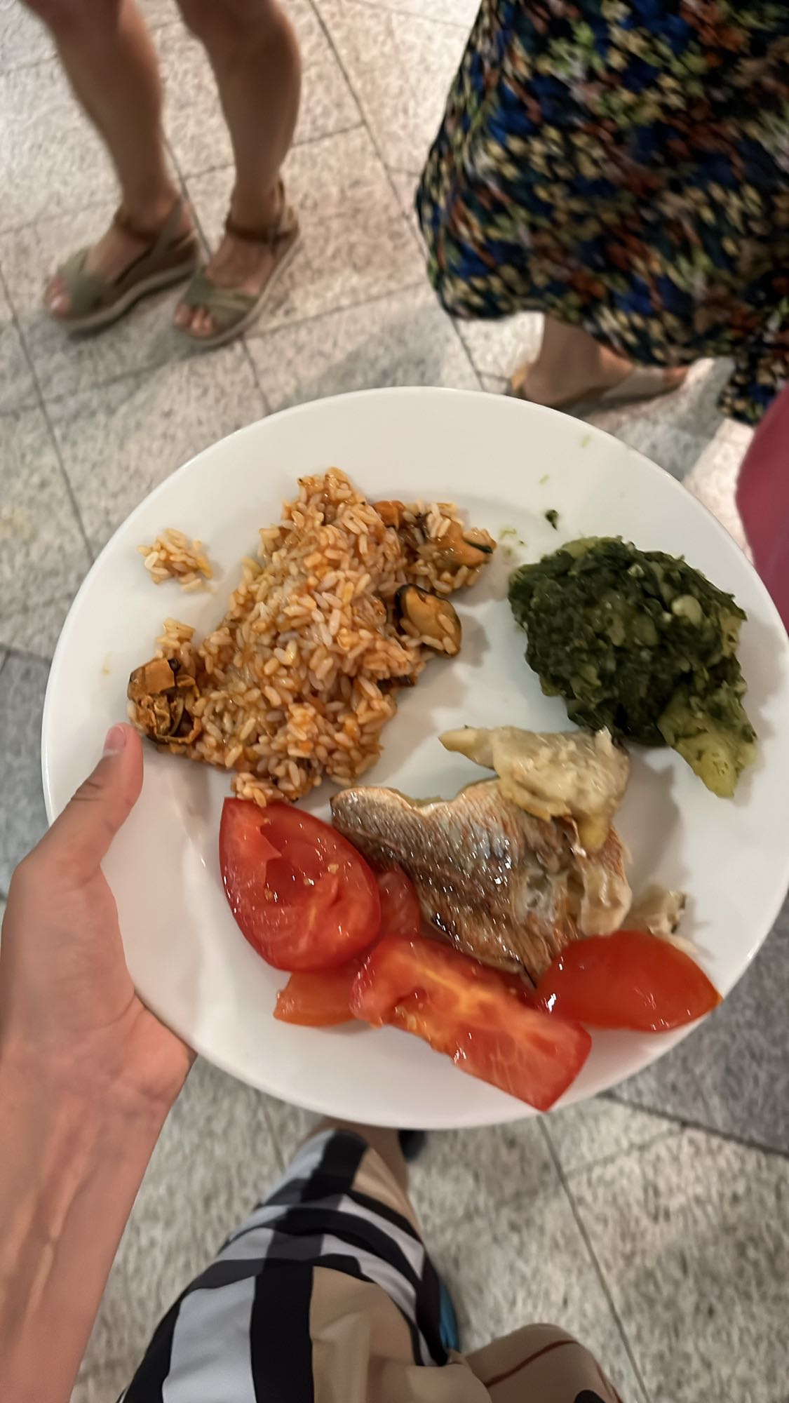 Pescado con arroz y verduras