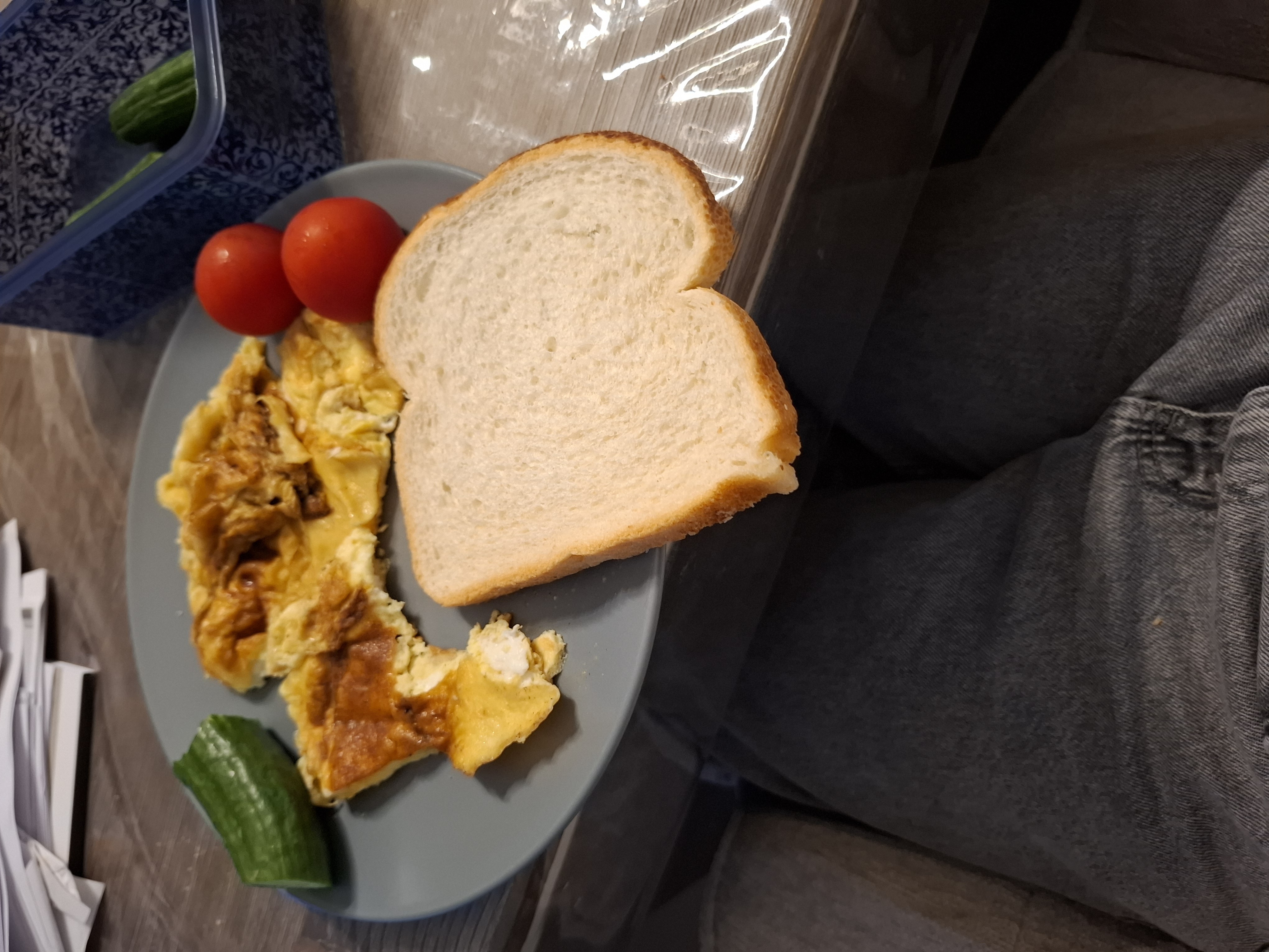 Eggs, Bread, Veggies Plate