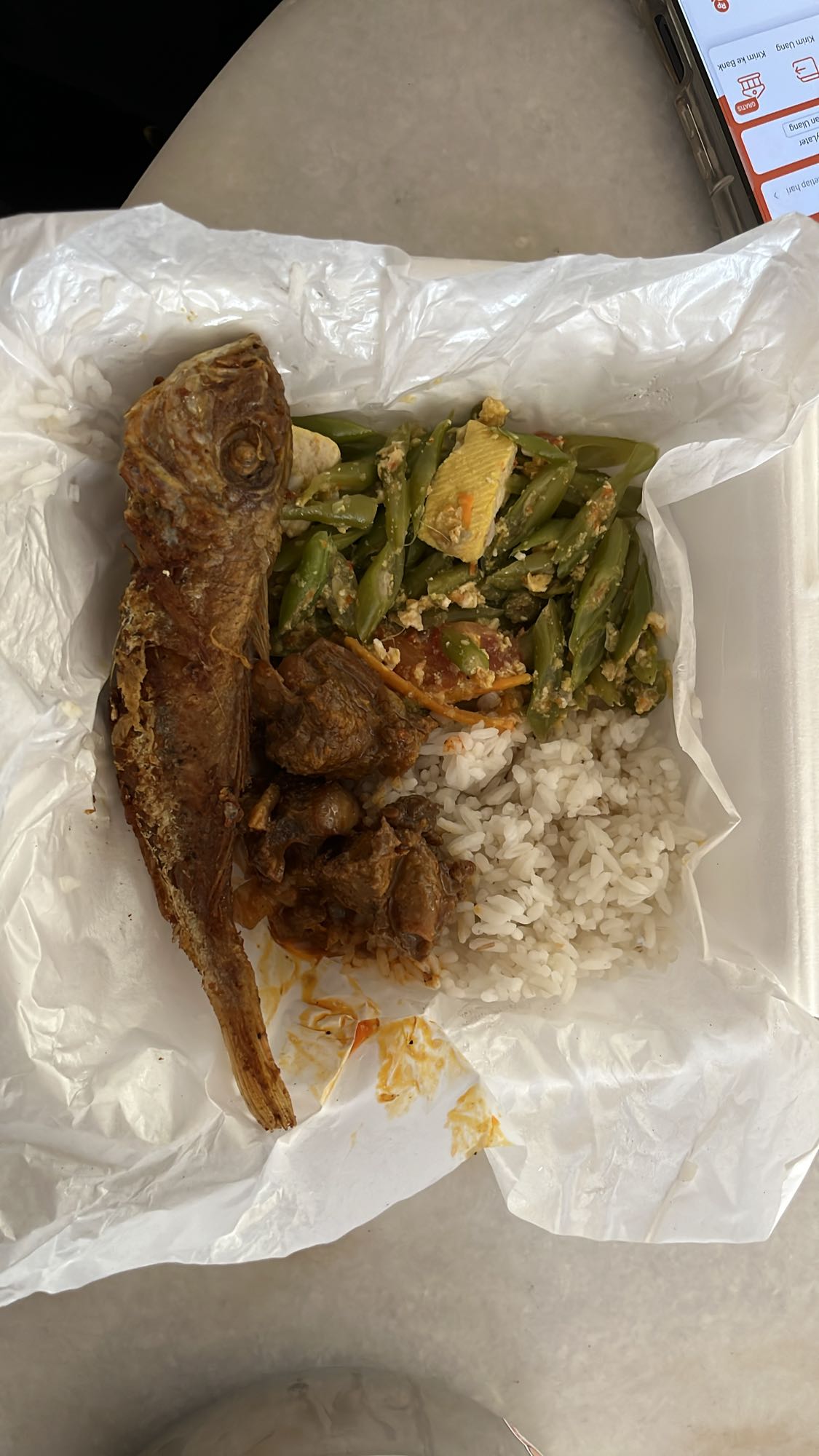 Nasi lauk ikan dan sayur