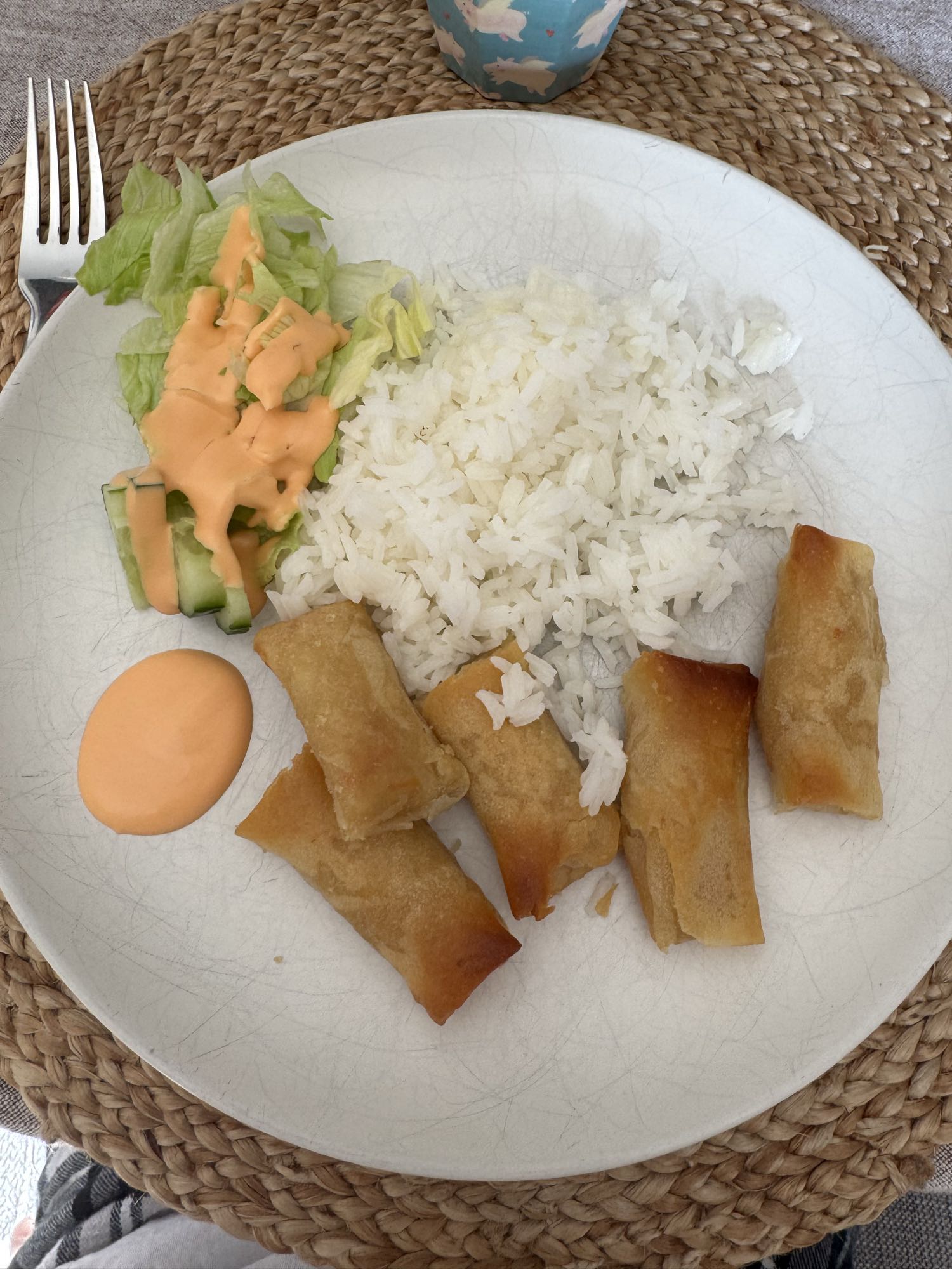 Vårrullar med ris och sallad