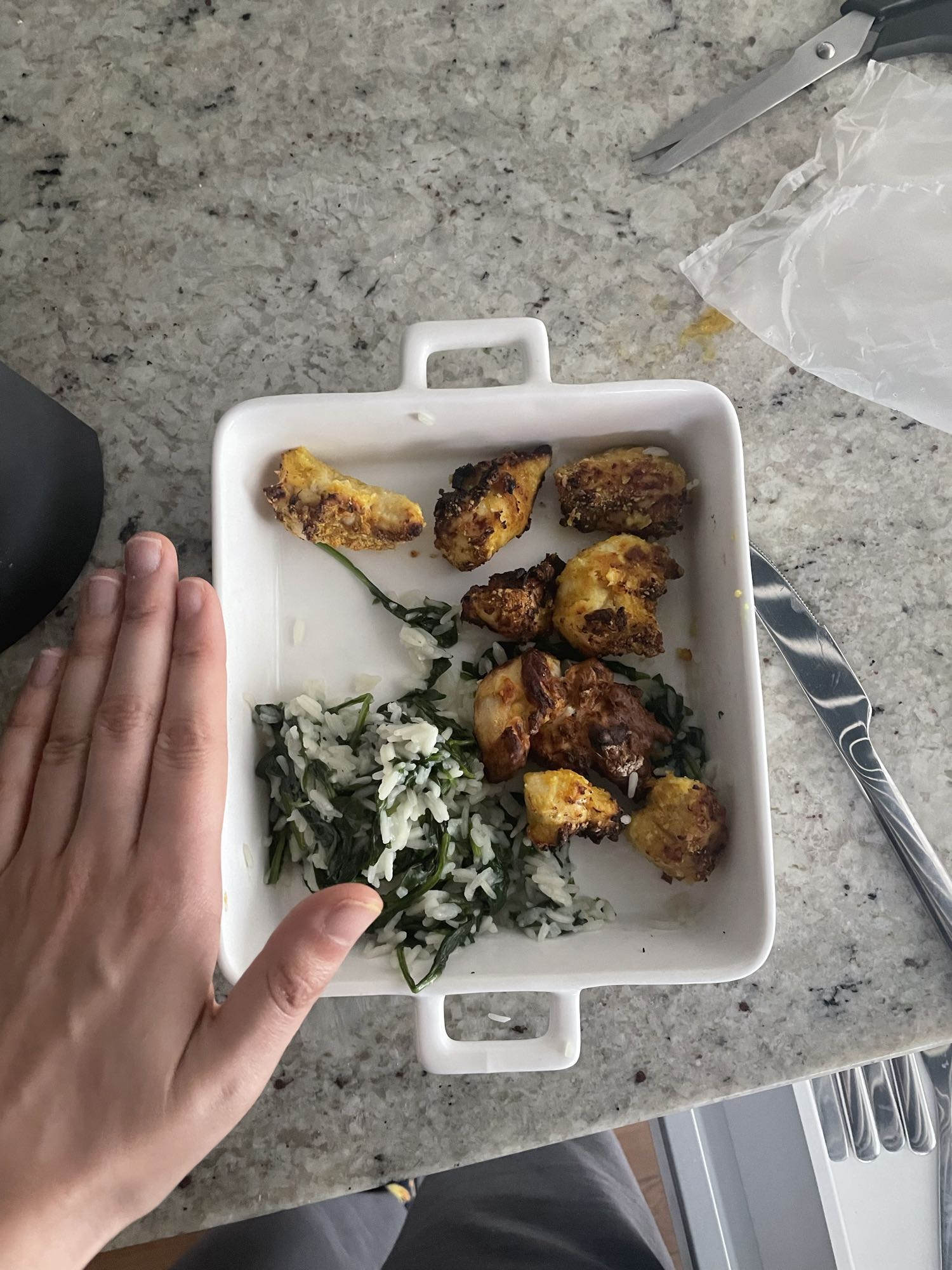 Kurczak z ryżem i szpinakiem